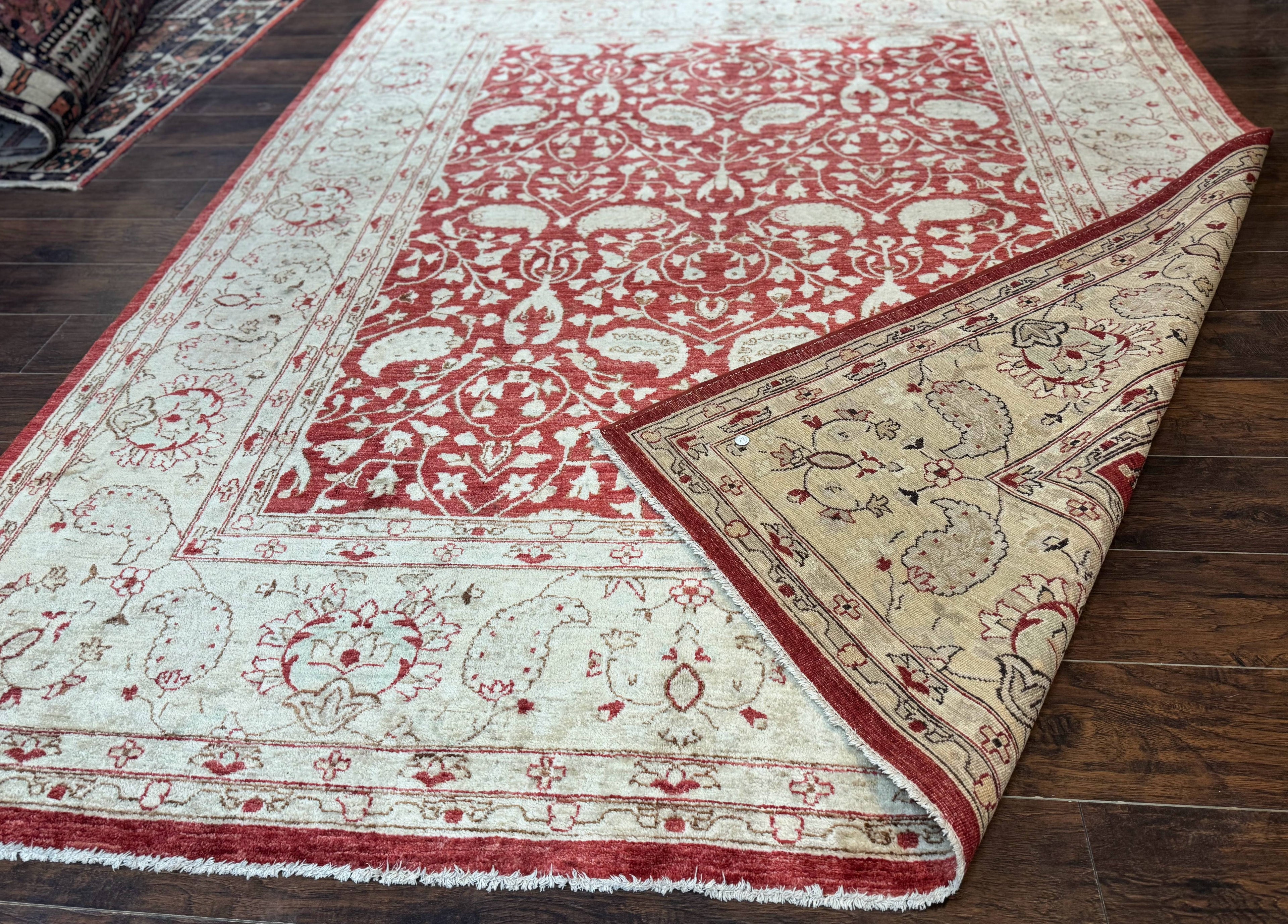 Pakistani Chobi Rug 8x10, Red, Handmade