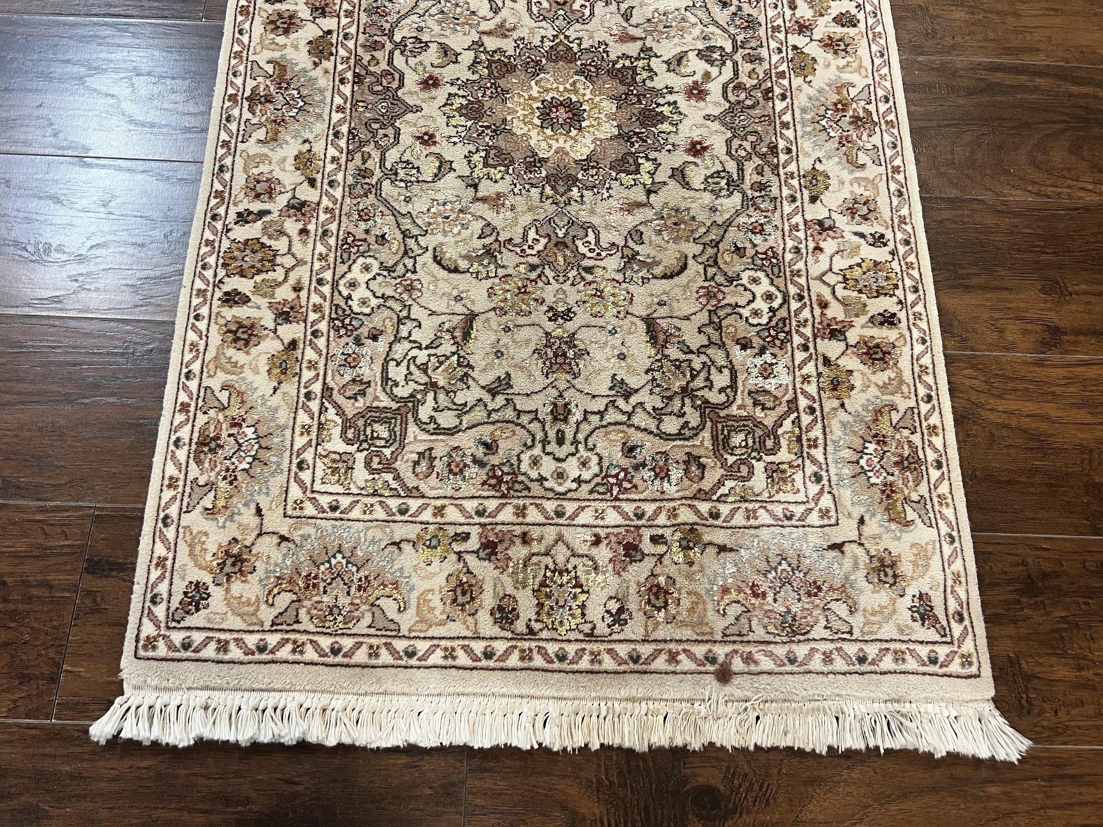 Sino Persian Rug 2.5 x 4, Hand Knotted Oriental Carpet, Small Persian Rug, Floral Medallion, Wool, Vintage
