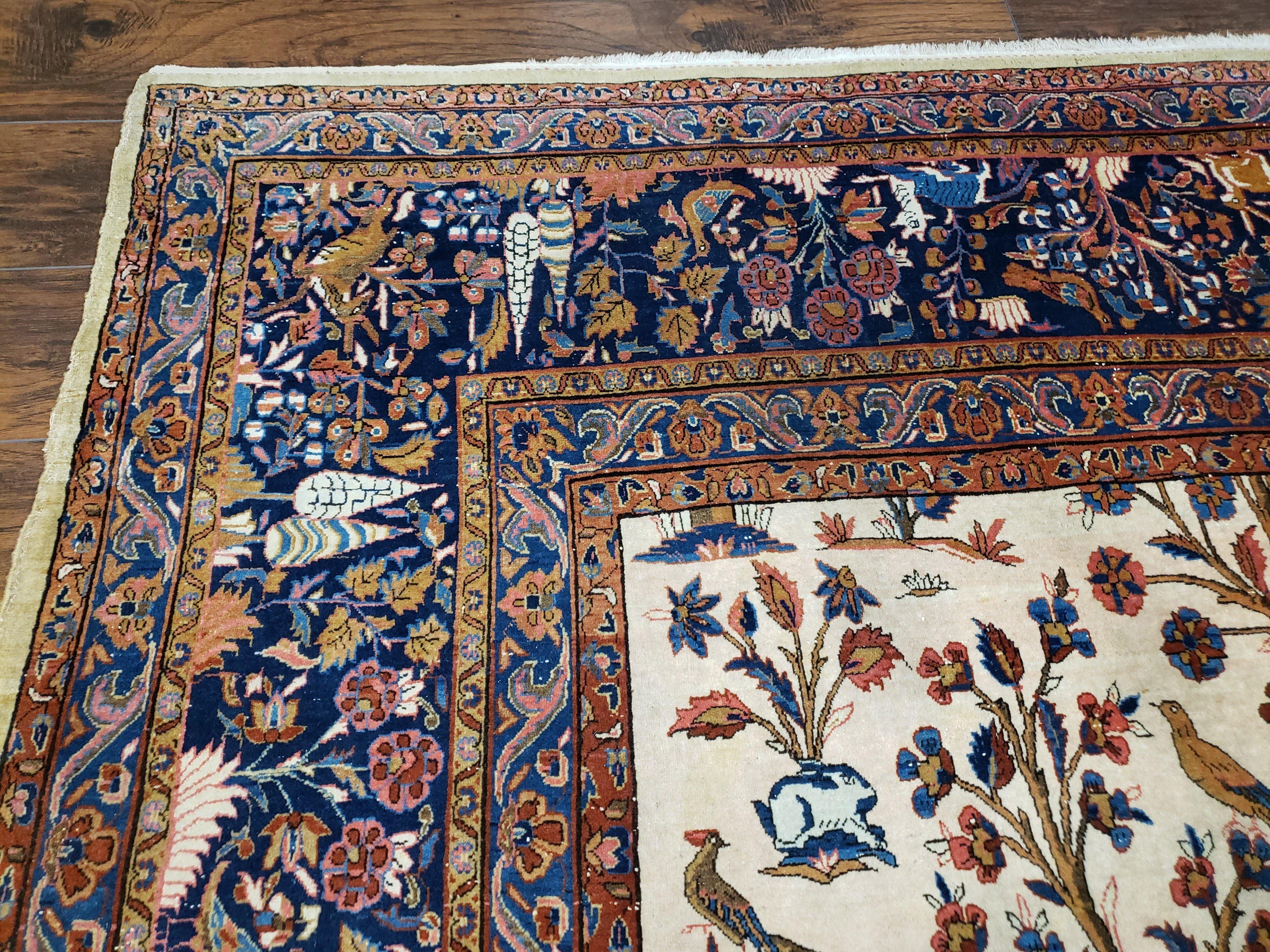 Antique Persian Kashan Tree of Life Rug 10x13