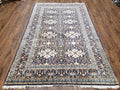 Navy Blue Persian Kashan Rug, Hand-Knotted, Wool, 4' 8" x 7' 4", Pair B