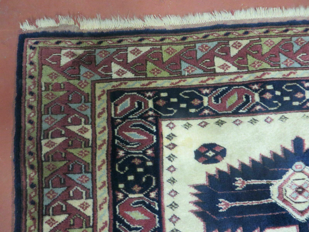 3' X 4' Vintage Handmade Turkish Geometric Oriental Wool Rug Nice
