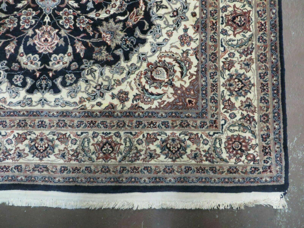 4' X 7' Vintage Handmade India Wool Silk Accent Rug Hand Knotted Black Organic