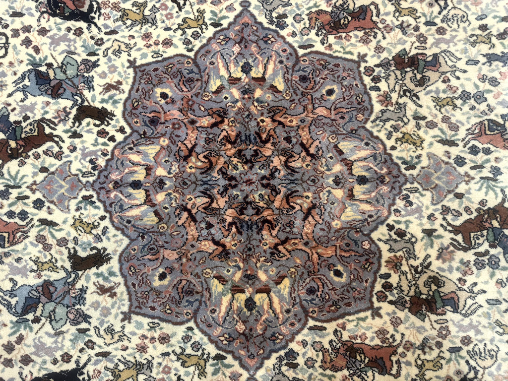 8.8 x 12 Karastan Ivory Hunting Rug #751, Vintage Wool Discontinued Original 700 Series, Rare