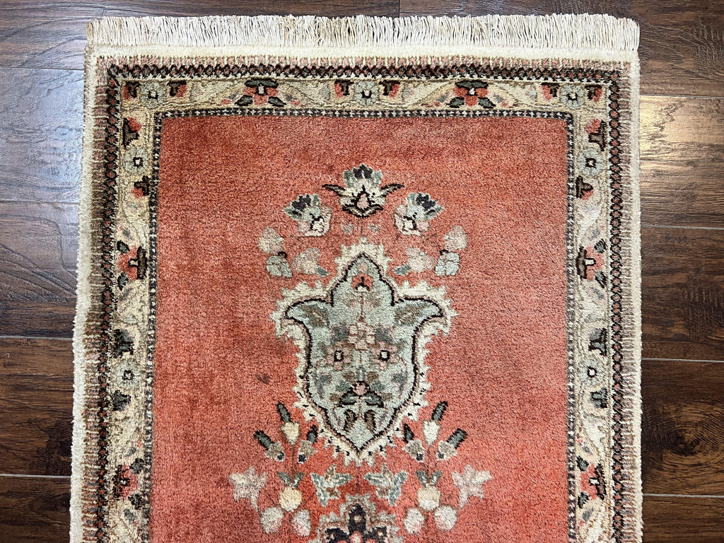 Persian Tabriz Runner Rug 3 x 12, Open Field, Terracotta