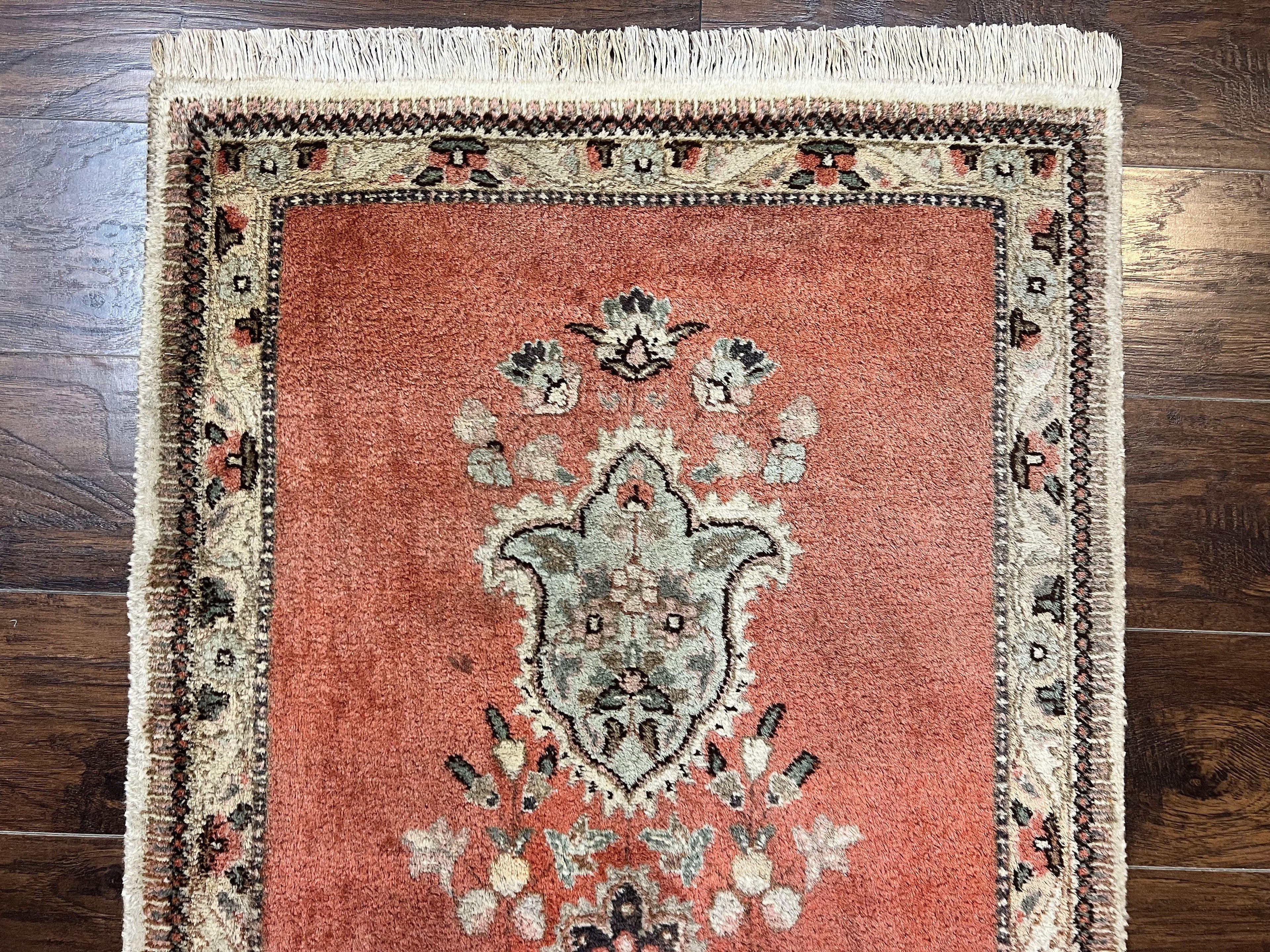Persian Tabriz Runner Rug 3 x 12, Open Field, Terracotta