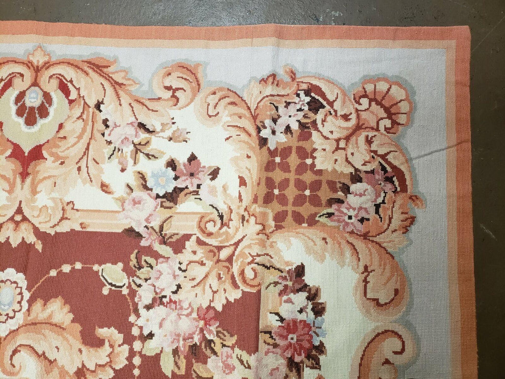 6' X 9' Vintage Handmade Chinese Needlepoint Wool Rug Flat Weave