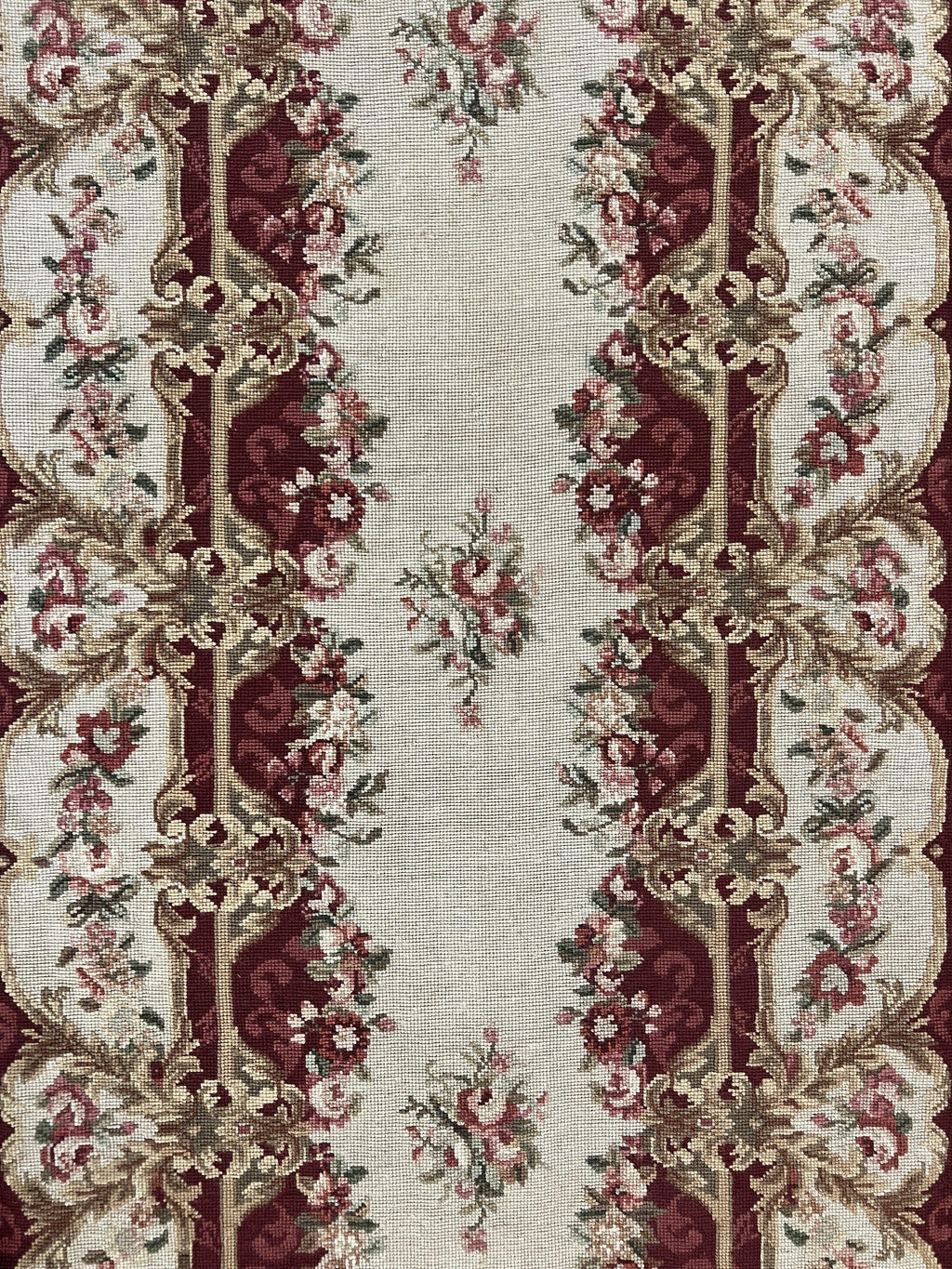 Needlepoint Runner Rug 2.5 x 10.7, Tan Runner Rug, Flatweave Runner, Aubusson European Design, Needlepoint Rug, Long Runner, Hallway Rug