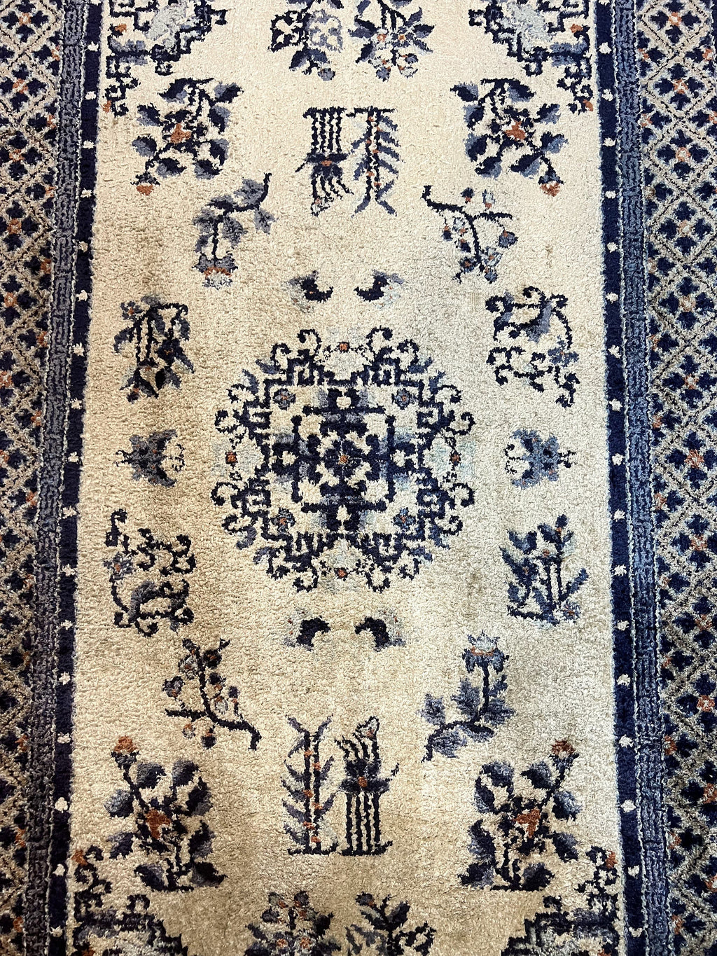 Silk Chinese Rug 3x5, Vintage Handmade Peking Carpet, Asian Oriental Art Deco Rug