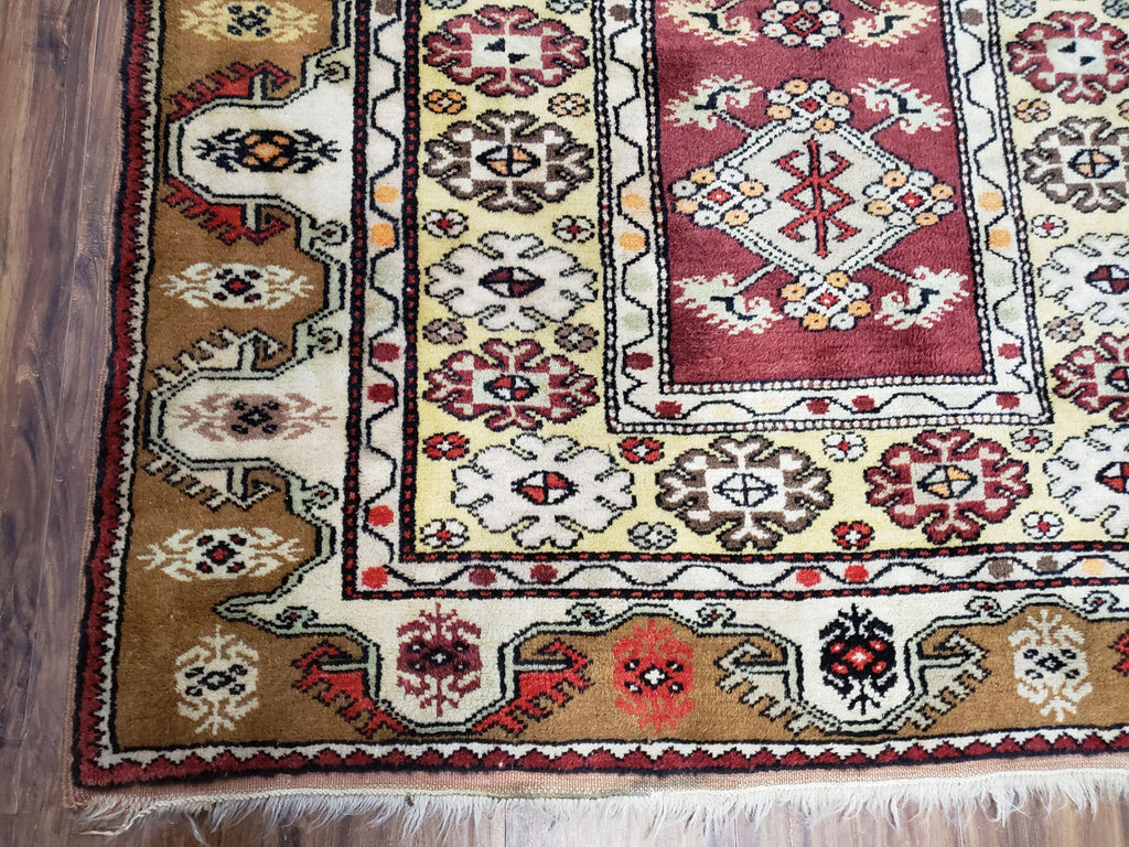 Turkish Caucasian Rug 4x7, Wool Turkish Talish Carpet, Geometric Rug