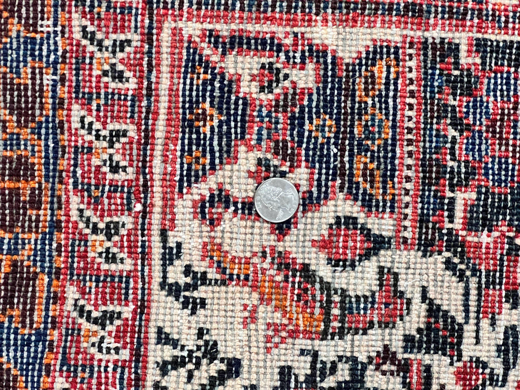 Persian Afshar Rug 6x8, Wool Hand Knotted Semi Antique Vintage Carpet, Floral Allover, Repeated Birds Flowers Vases Motifs