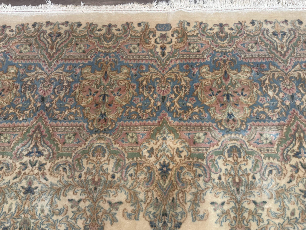 Palace Size Persian Kerman Rug 12x18, Floral Semi Open Field, Signed, Fine 240 KPSI