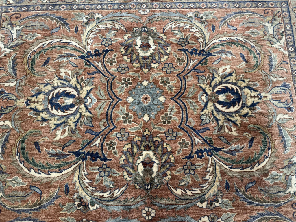Indo Persian Mahal Rug 8x10, Traditional Wool Oriental Carpet, Pink
