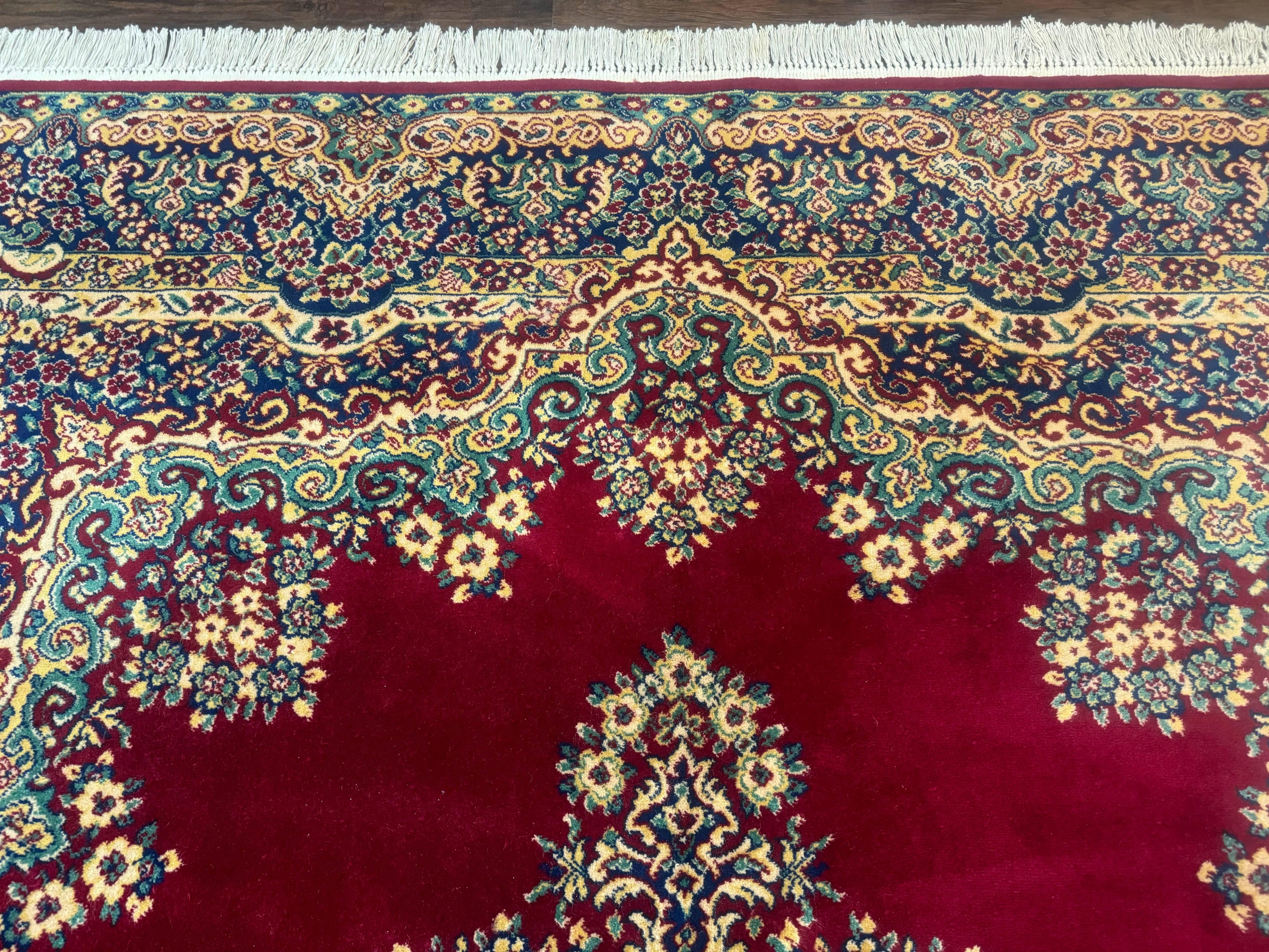 Power Loomed Persian Oriental Rug 9x12, Vintage Wool Pile, Kirman Design