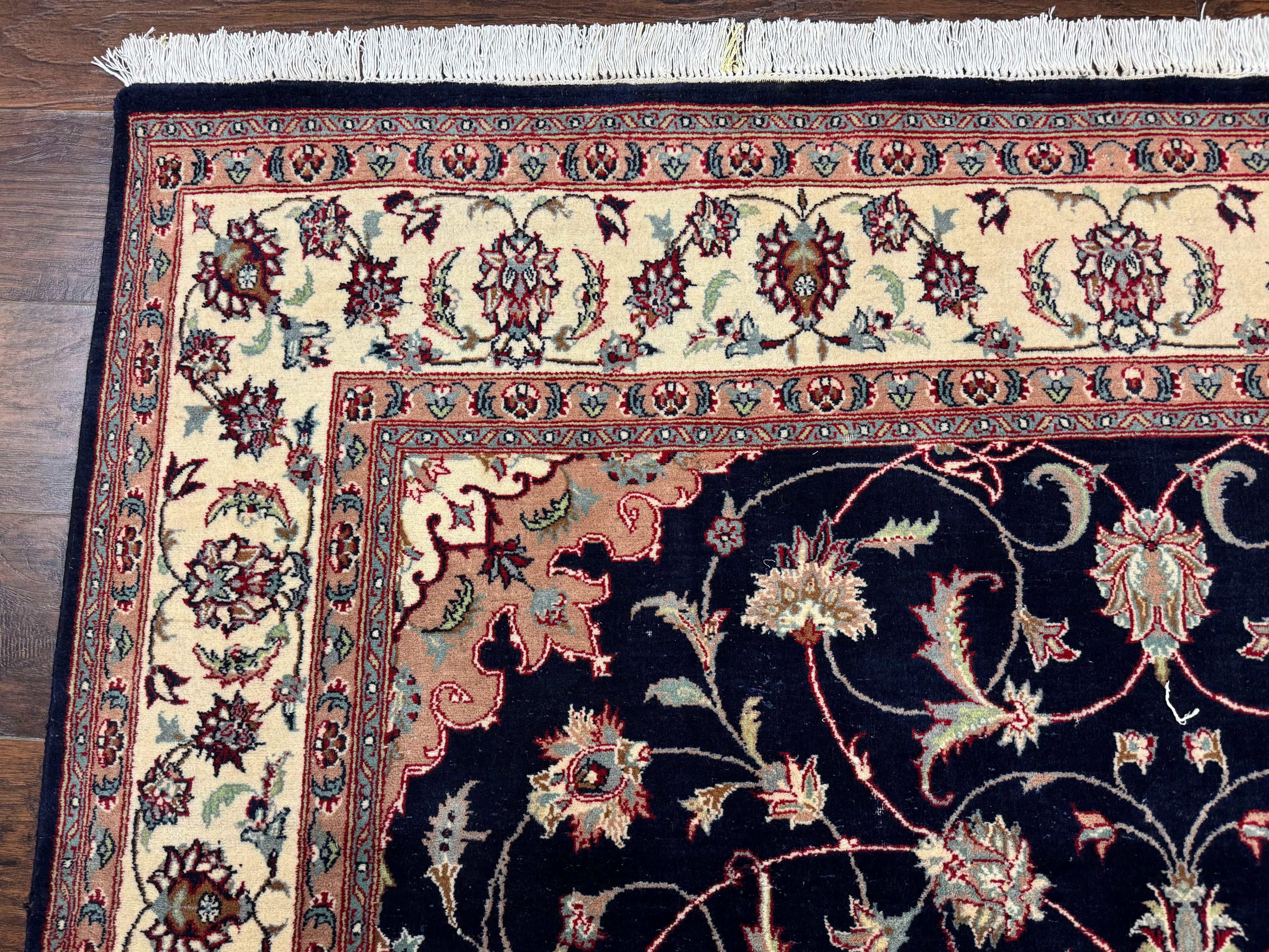 Navy Blue Pak Persian Rug 6x10, Floral Medallion, Traditional Persian Area Rug, Fine 240 KPSI