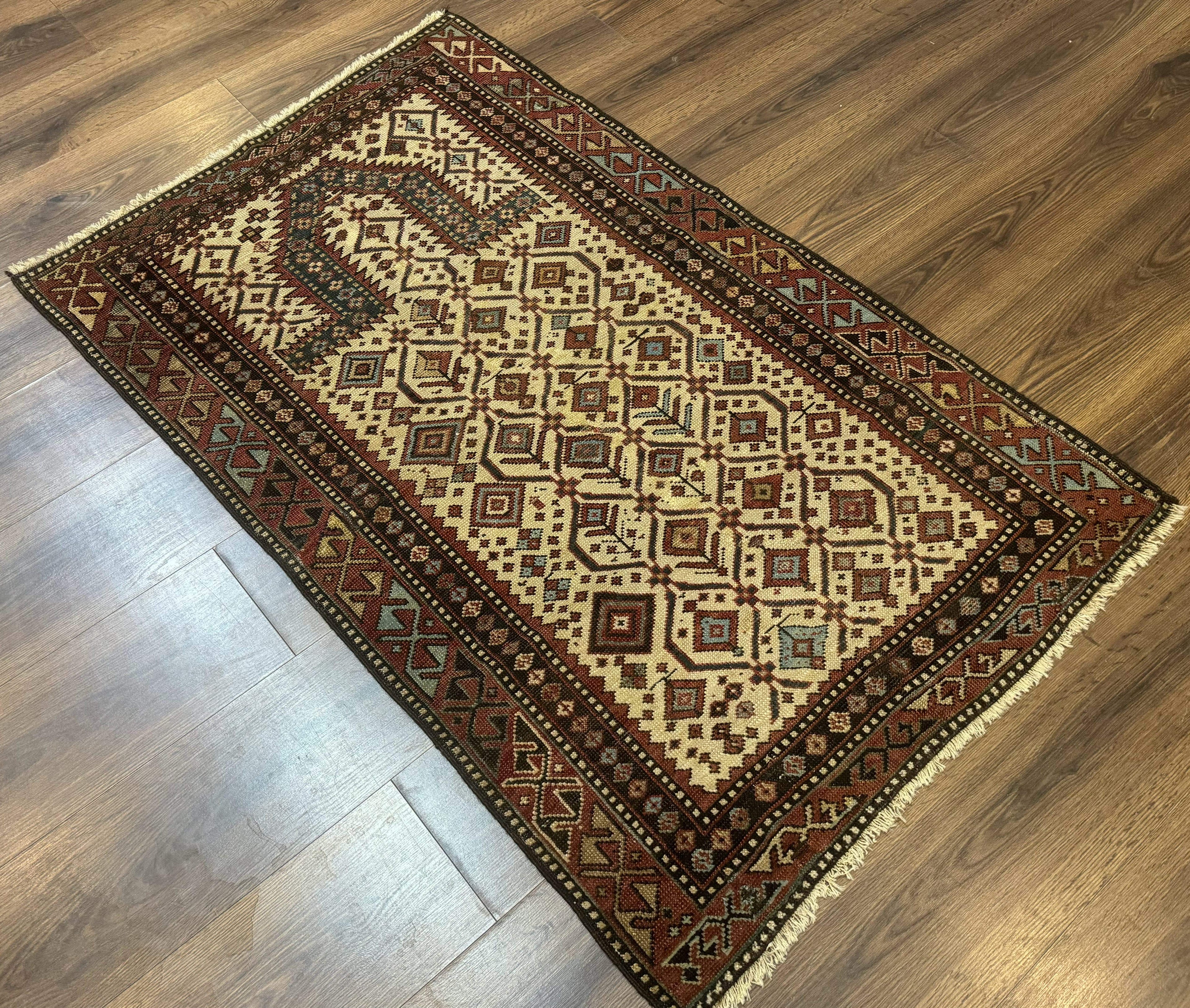 Antique Caucasian Shirvan Rug 3x5, Dagestan Prayer Rug, Collectible, Early 20th Century Rug