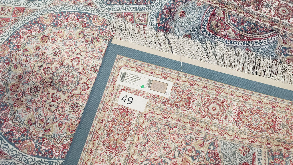 4x6 Silk Carpet, Light Blue & Beige Oriental Rug 4 x 6ft, Traditional Design Medallion All Over, Bamboo Silk, Super Fine, High Quality, Soft