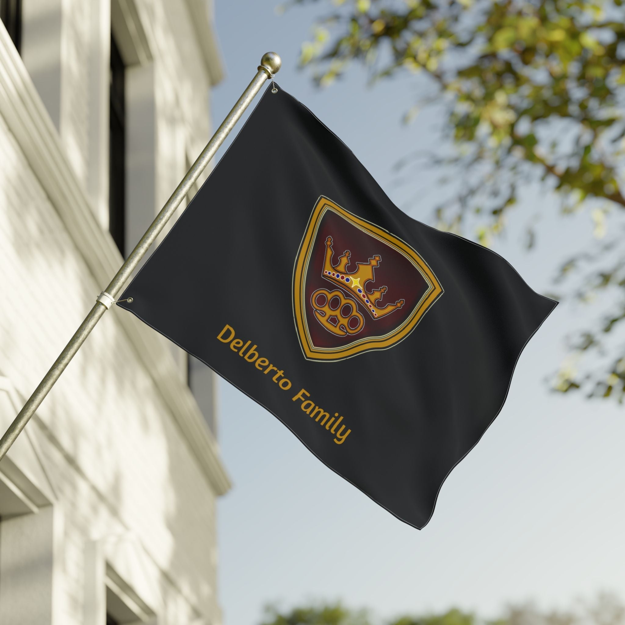 Delberto Family Flag — Double-Sided Outdoor Banner