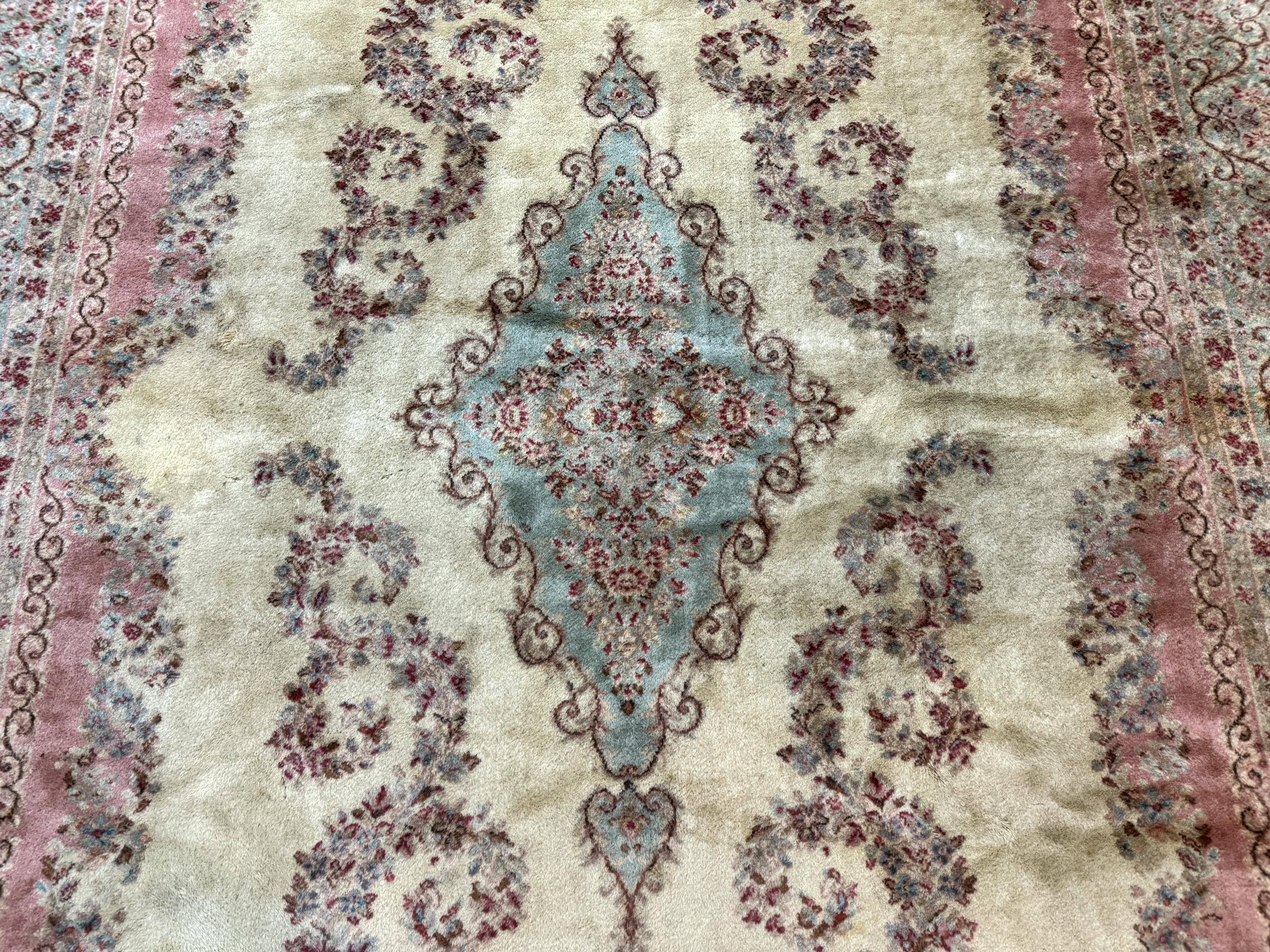Karastan Rug 8.8 x 12, Pastel Ivory Kirman Rug #784, Wool Karastan Carpet, Original 700 Series, Vintage Karastan Area Rug, Discontinued