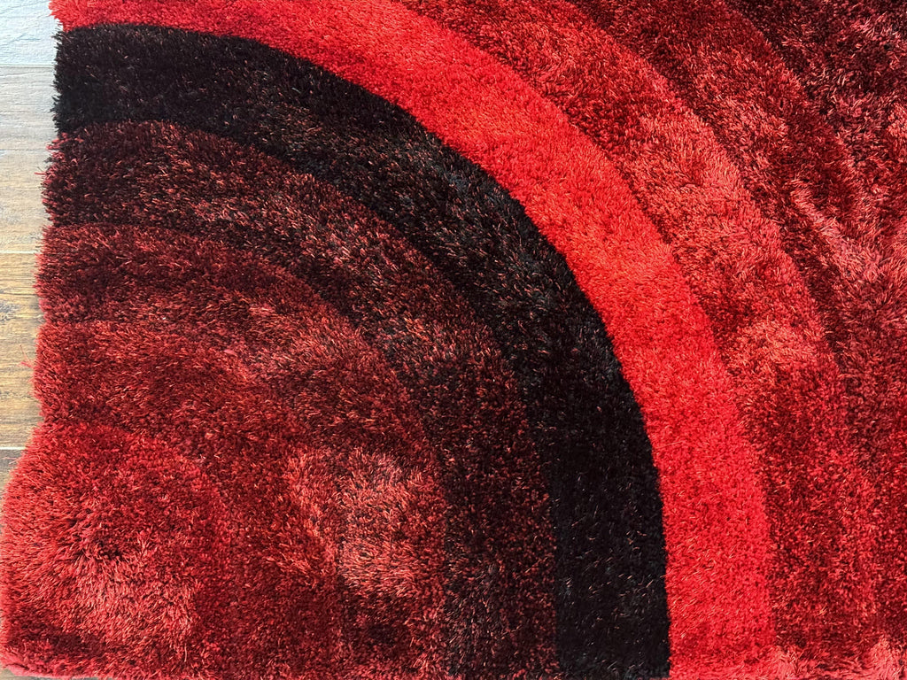 Red and Black Shag Rug 5x7, Pair A