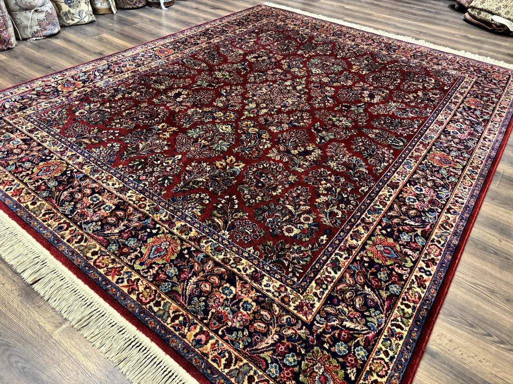 8.8 x 10.6 Karastan Red Sarouk Rug #785, Wool Pile Original 700 Series
