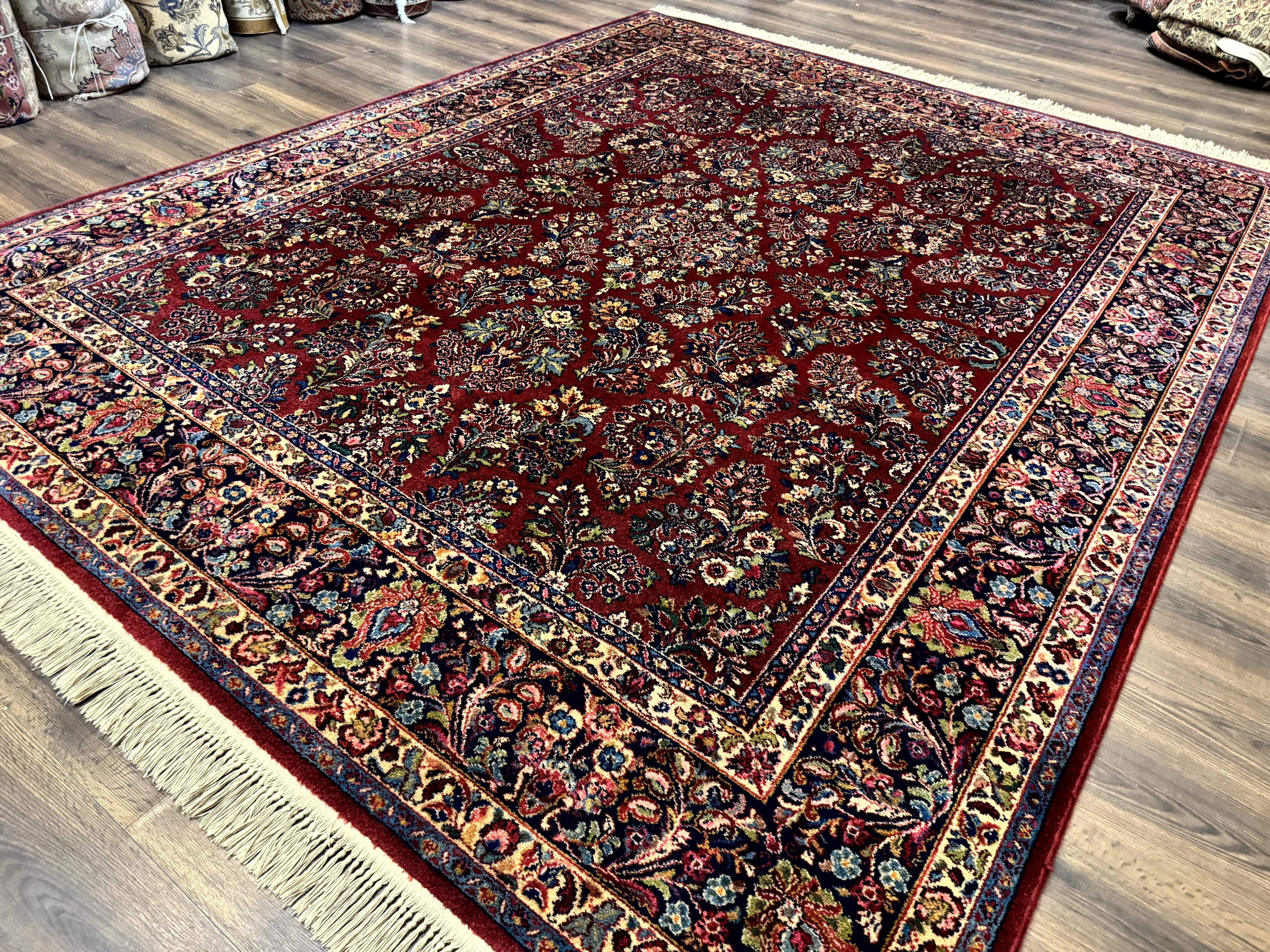 8.8 x 10.6 Karastan Red Sarouk Rug #785, Wool Pile Original 700 Series