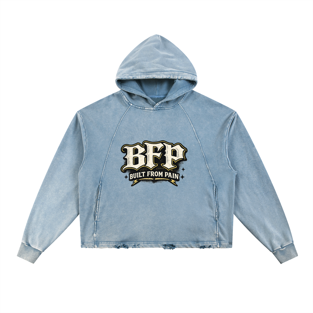 BFP Vintage Washed Frayed-Hem Hoodie