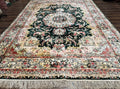 Silk Indian Kashmiri Rug 9x12, Vintage Hand Knotted Carpet