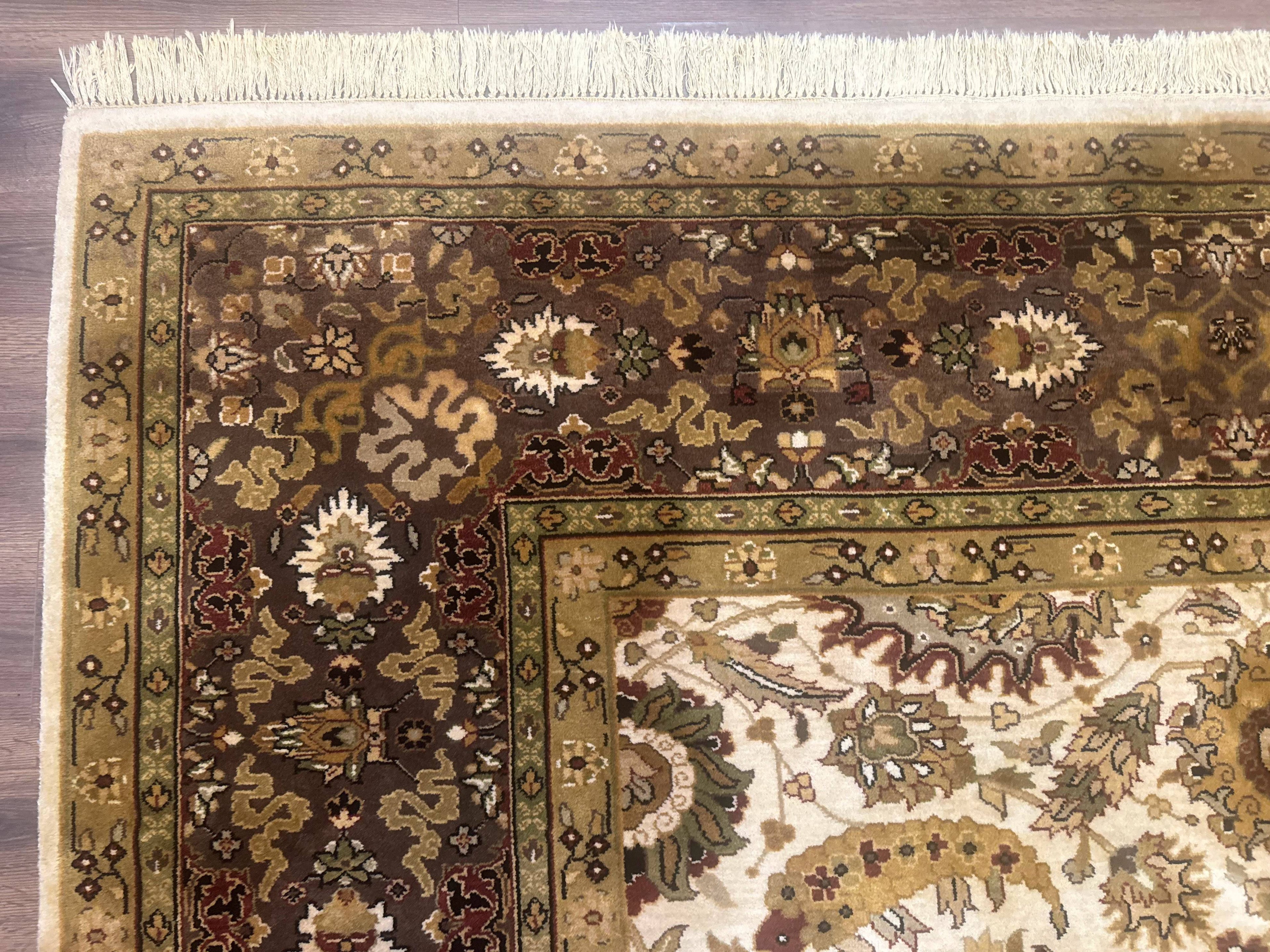 Indo Persian Mahal Rug 8x10, Floral Traditional Wool Oriental Carpet