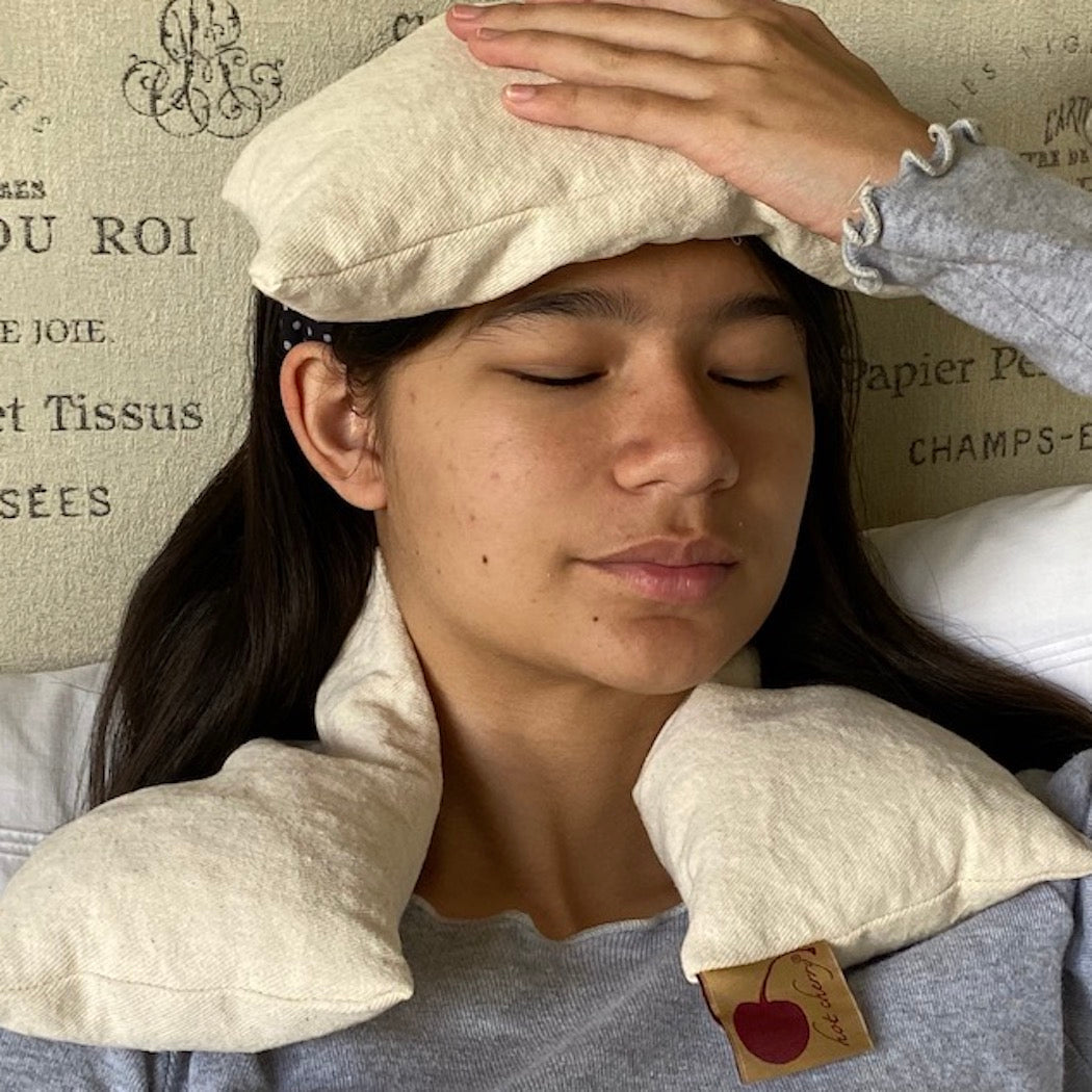 Hot Cherry Neck Wrap in Unbleached, Pre-washed, Natural Denim