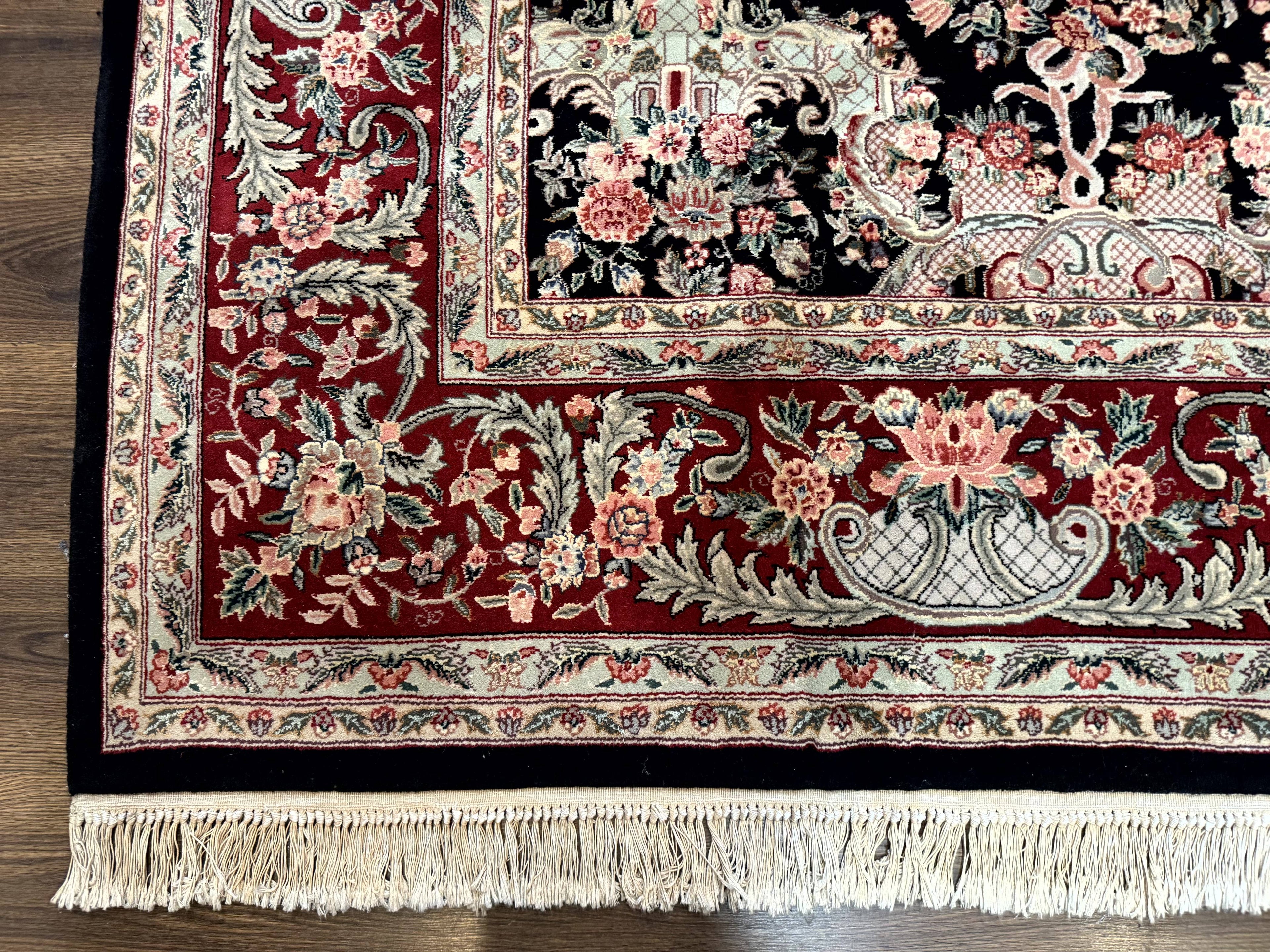 Sino Persian Rug 9x12, Black, Floral Bouquets