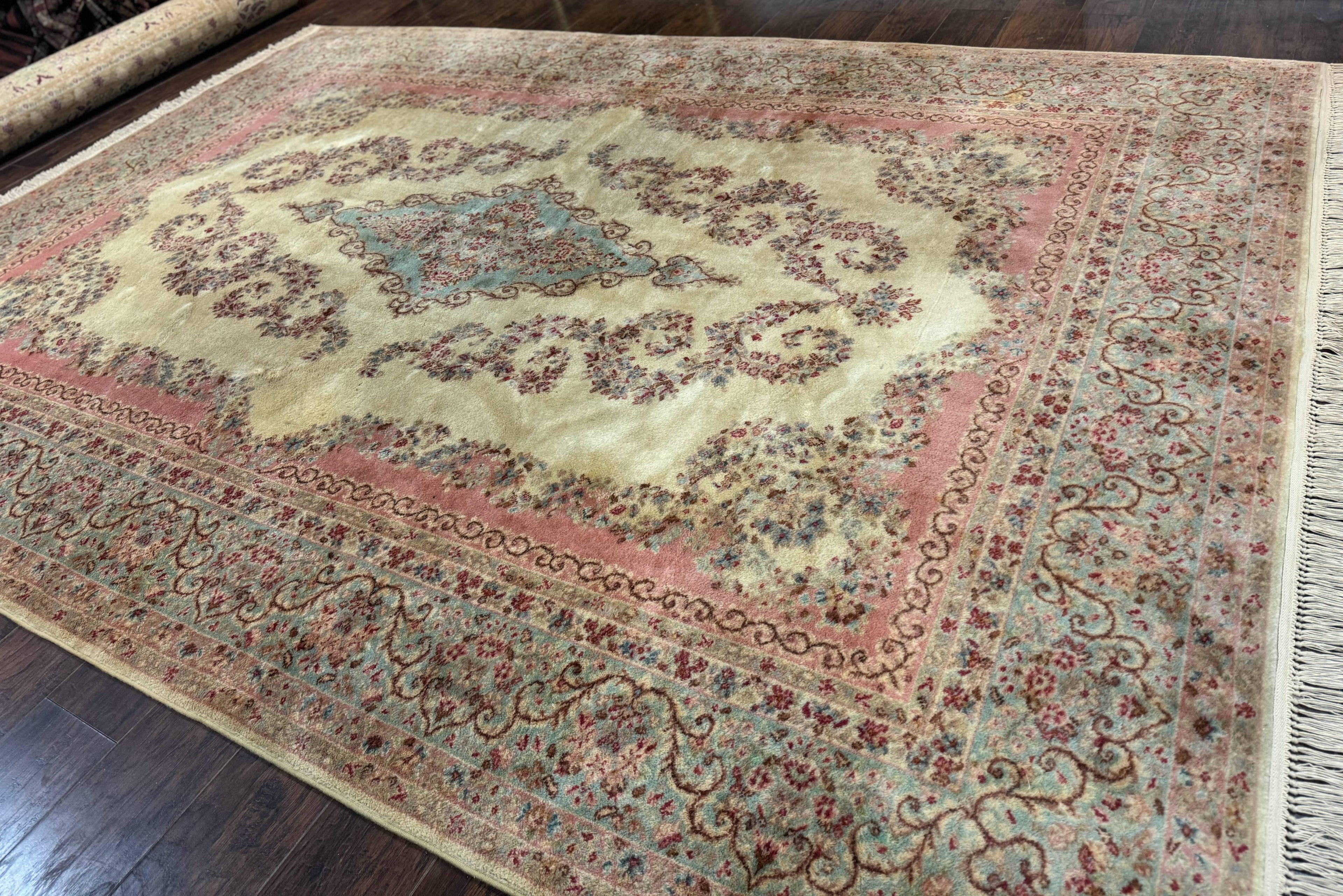 Karastan Rug 8.8 x 12, Pastel Ivory Kirman Rug #784, Wool Karastan Carpet, Original 700 Series, Vintage Karastan Area Rug, Discontinued