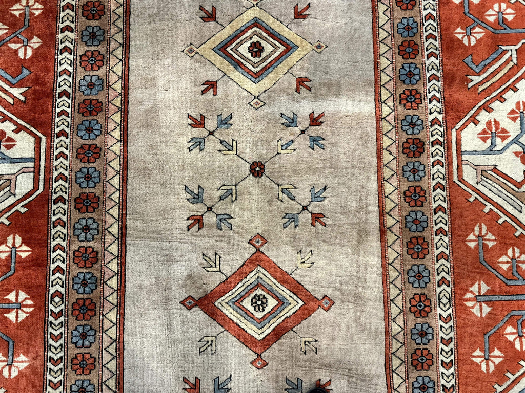 Large Turkish Milas Rug 10x13, Gray, Vintage, Wool on Wool