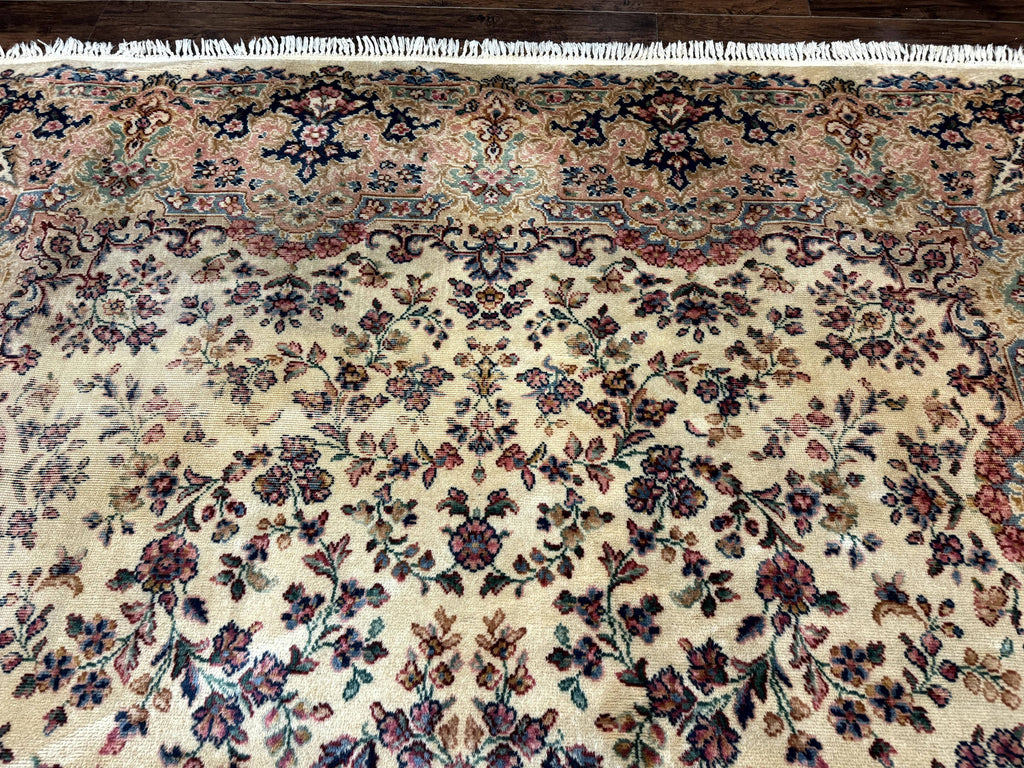 Antique Karastan Rug 8.8 x 12 Lanamar Floral Ivory Kirman Wool Discontinued