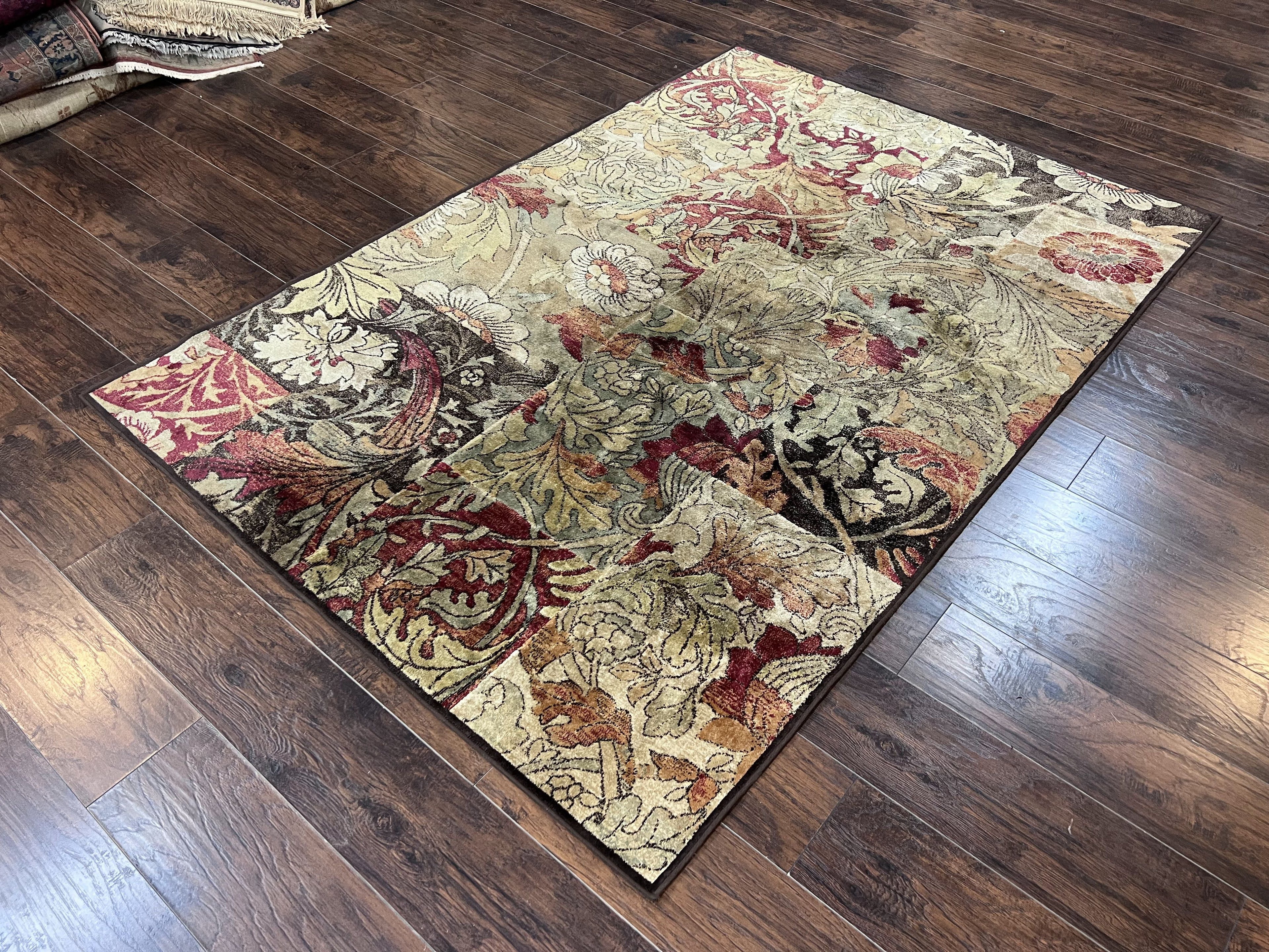 Modern Abstract Area Rug 5x7, Floral Design, Contemporary Carpet 5 x 7, Multicolor