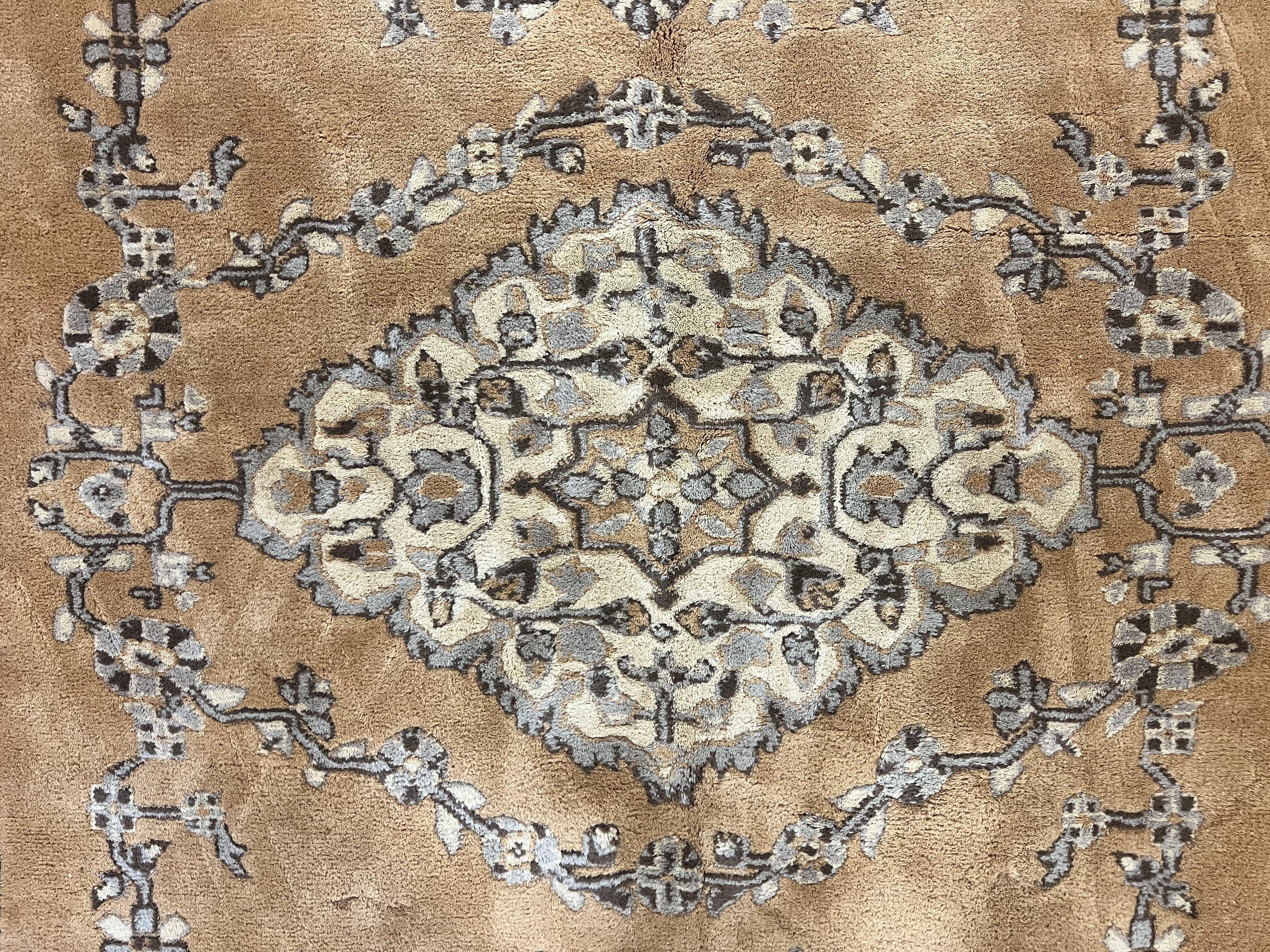 Indian Oushak Rug 8x10, Wool Hand Knotted Vintage Carpet