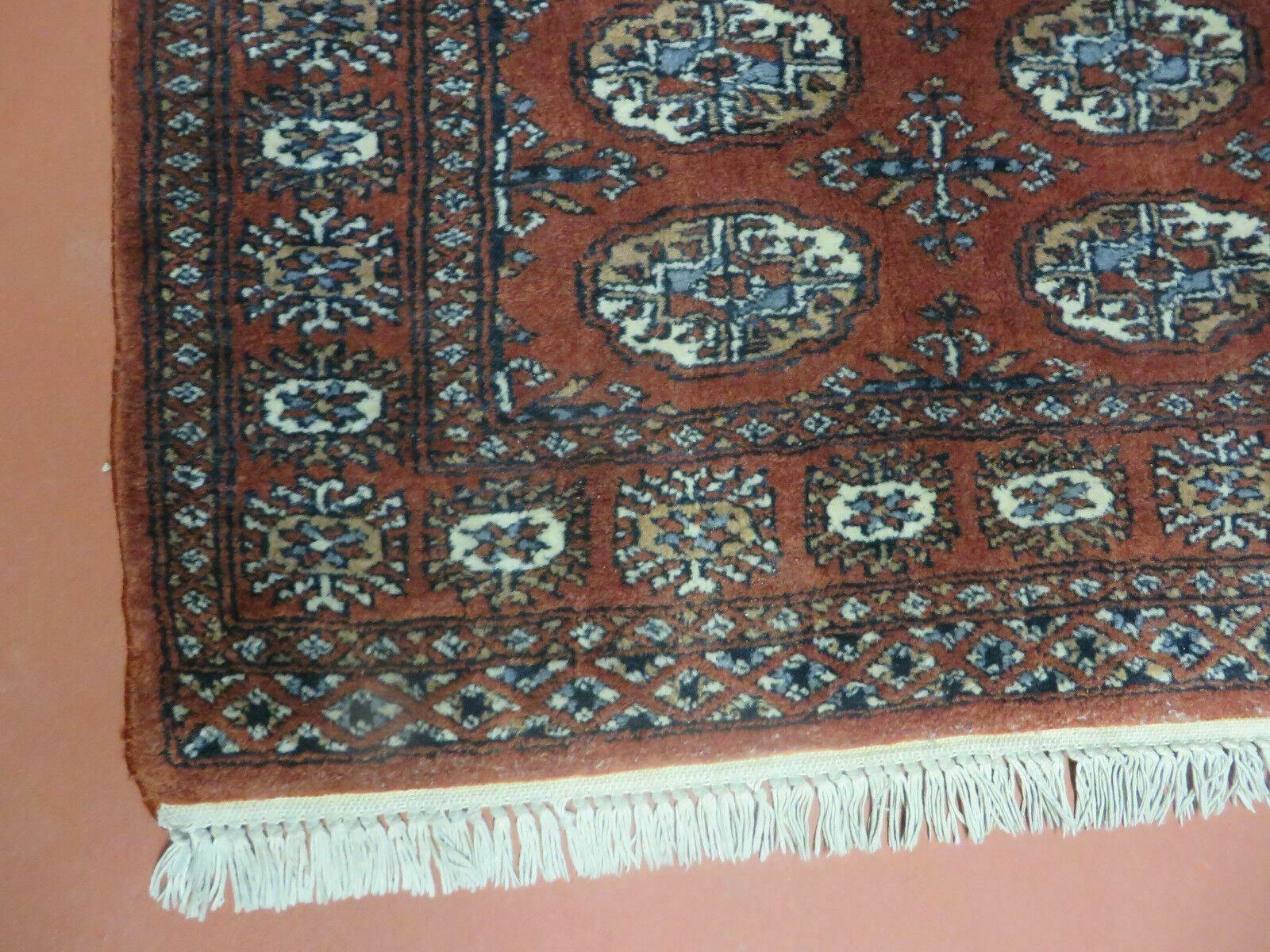 3' X 4' Vintage Handmade Pakistan Turkoman Bokhara Fine Woven Wool Rug