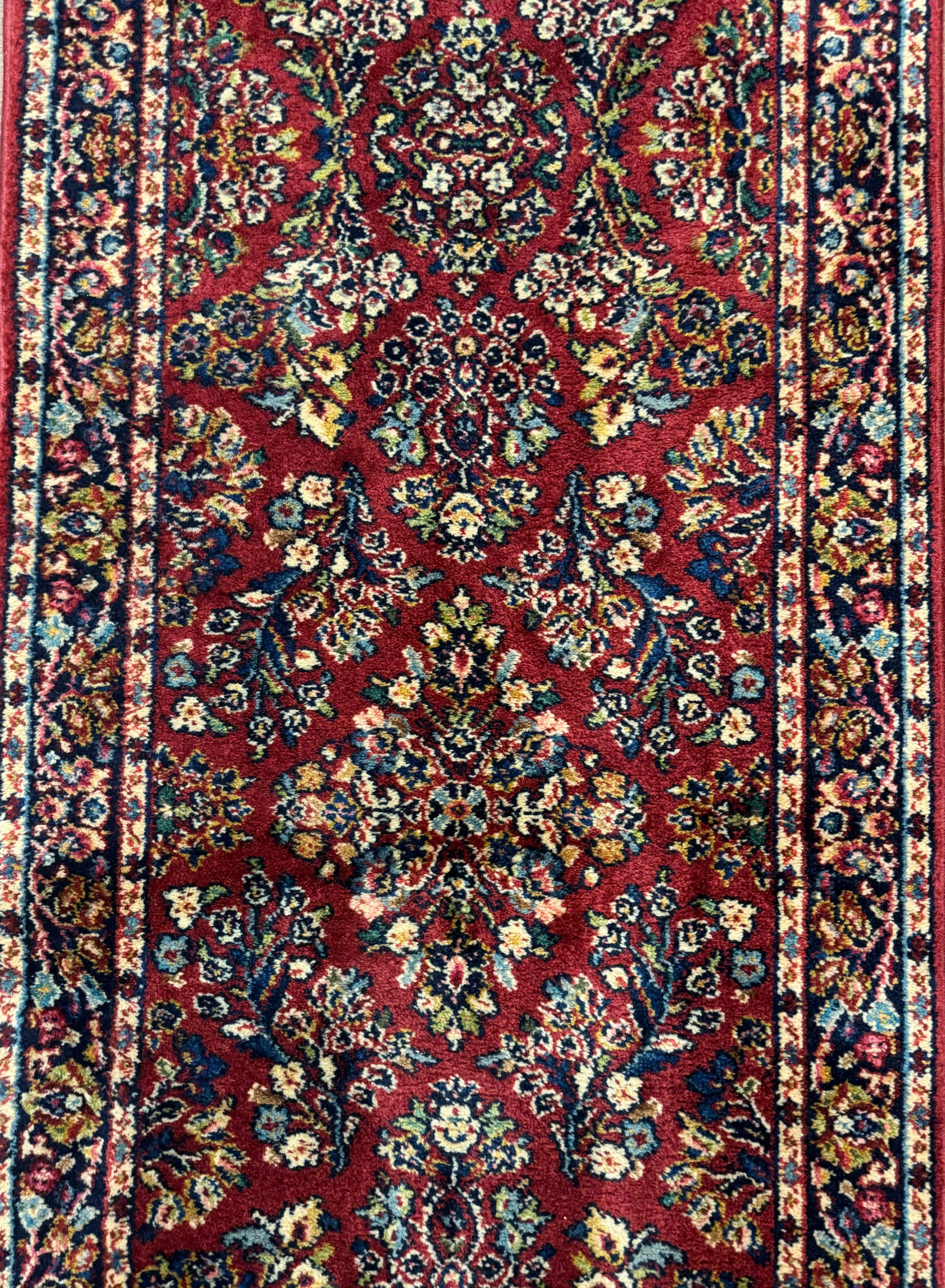 Karastan Runner Rug 2.6 x 8.6, Red Sarouk #785, Original 700 Series, Wool, Rare