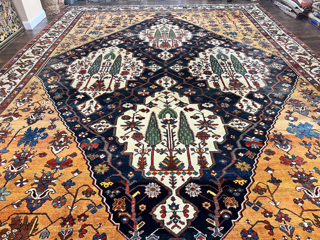 Antique Persian Bakhtiari Rug 14x19 – Rare Palace Size Carpet