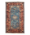Antique Persian Rug 4x7, Blue and Red Malayer Carpet, Rare