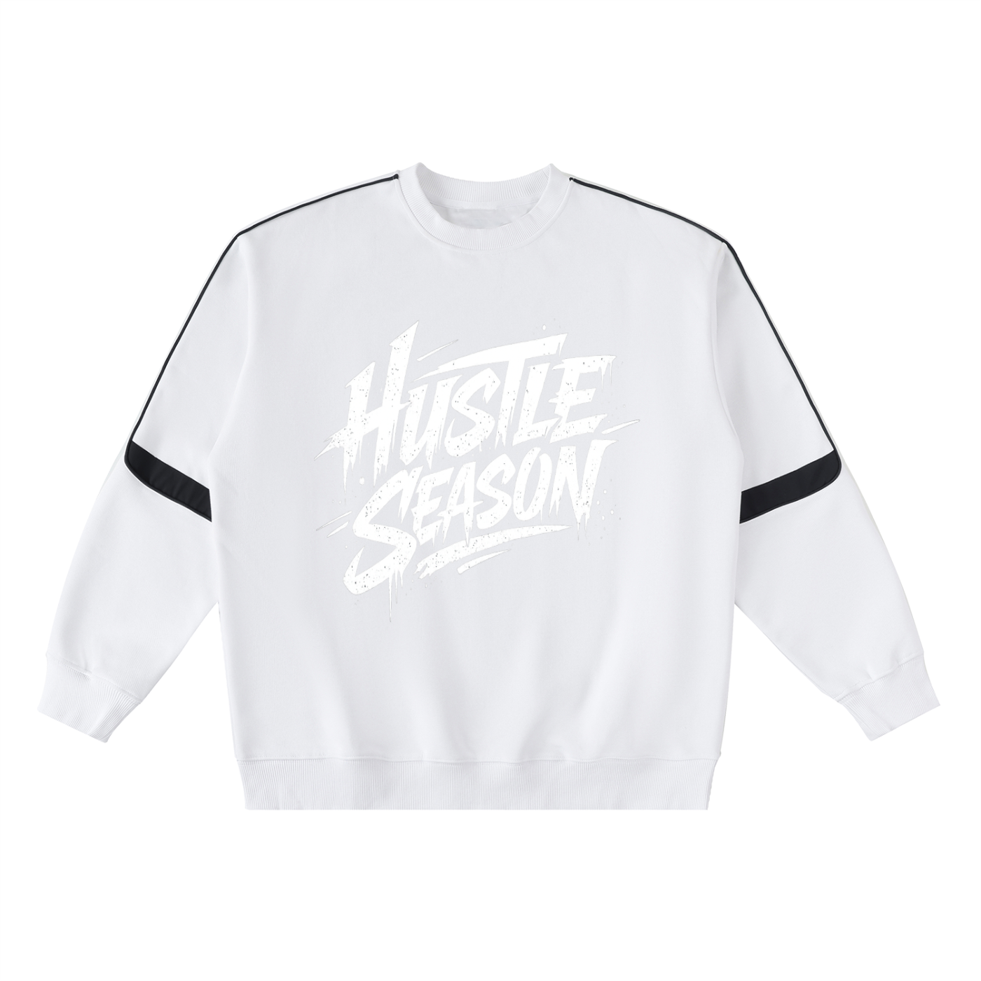 HUSTLE SEASON Oversized Crewneck Taped Sweatshirt