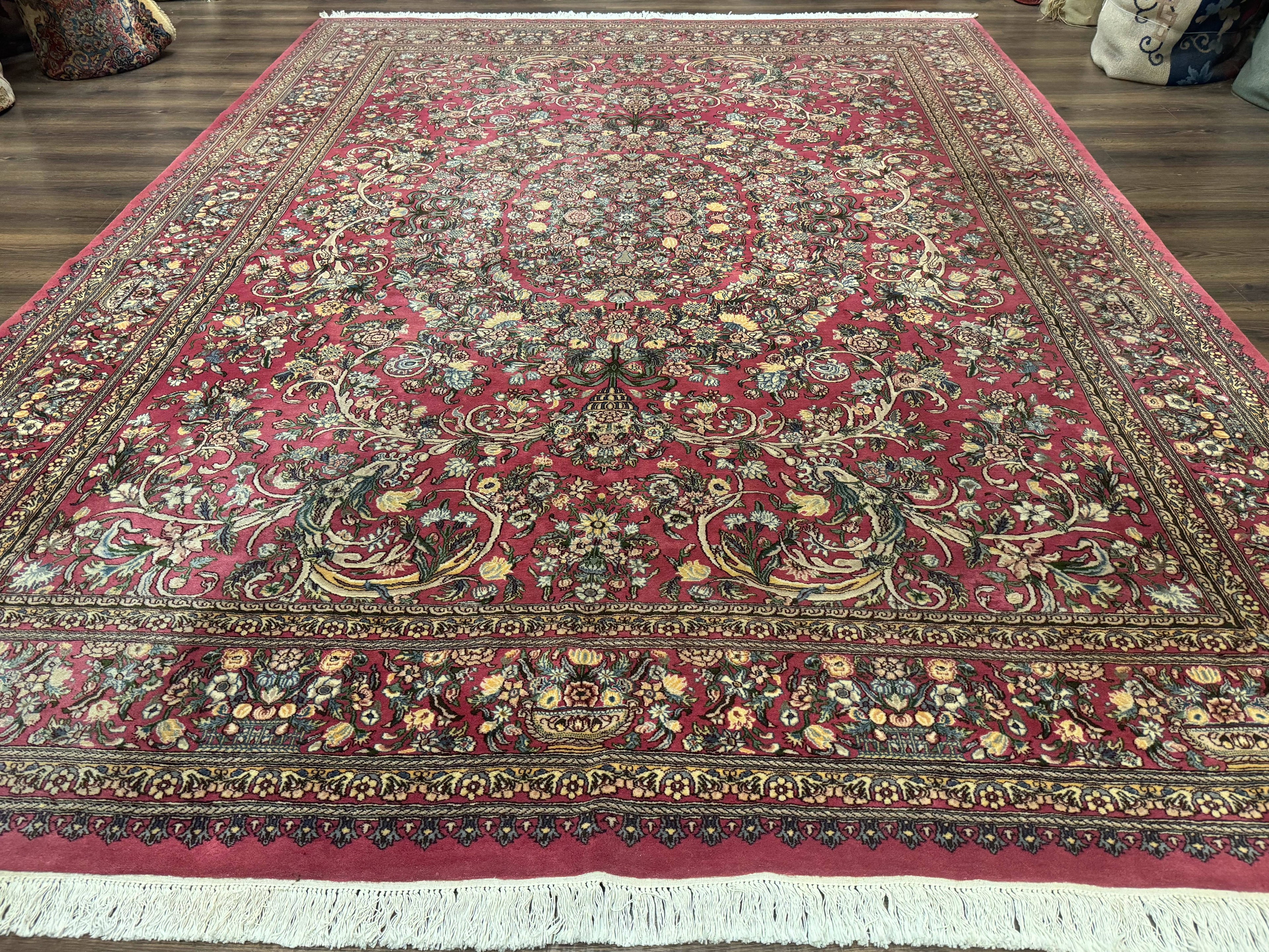 Sino Persian Rug 9x12, Fine 290 KPSI, Rose-Red, Floral Allover