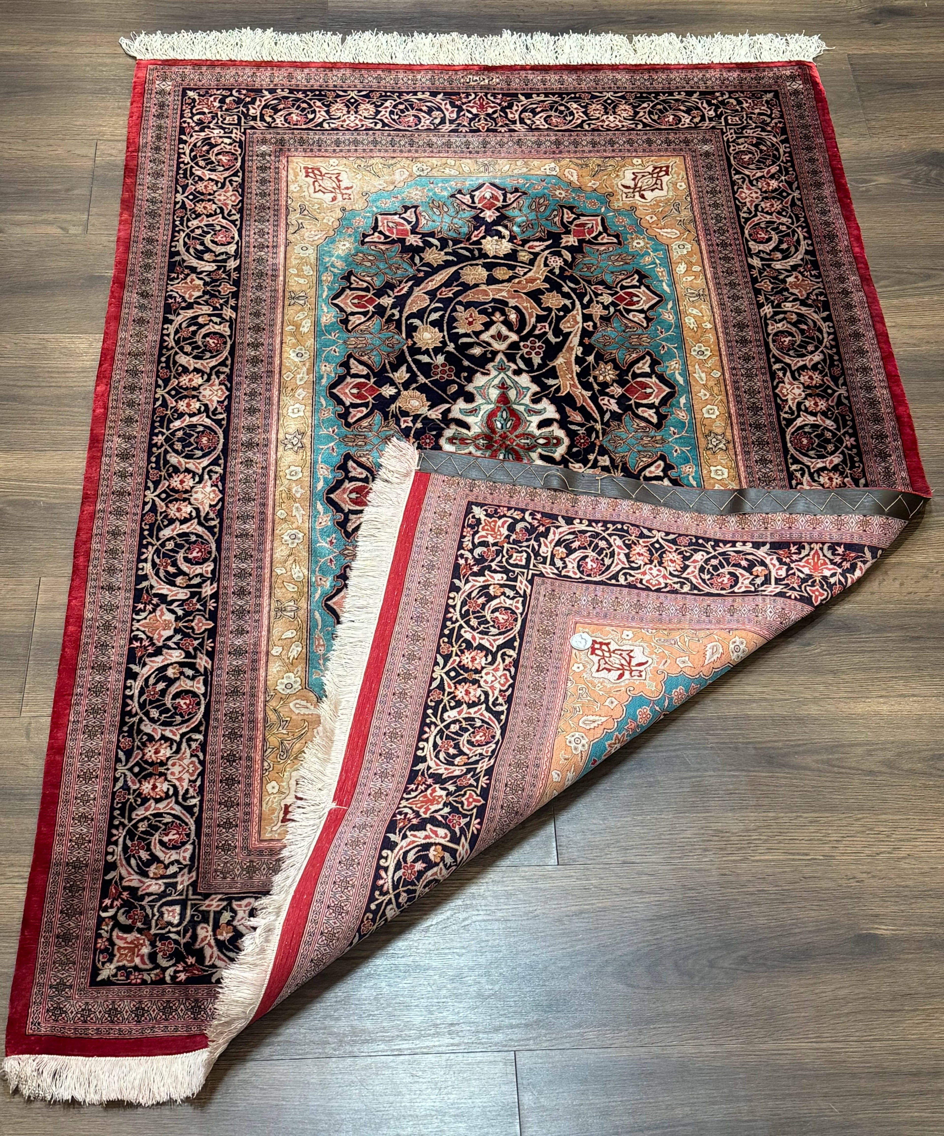 Magnificent Persian Qum Silk Rug 3x5, Exceptionally Fine 780 KPSI, Signed, Rare