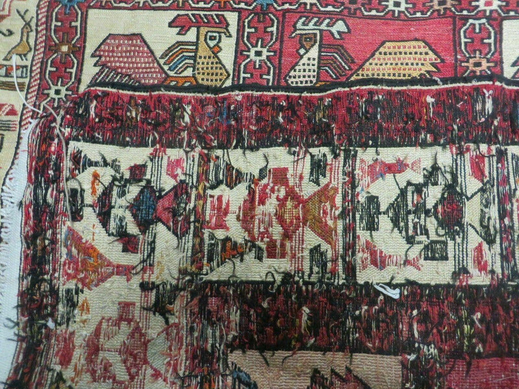 4' X 6' Vintage Russian Kilim Handmade Flat Soumak Weave Silk Wool Rug Organic
