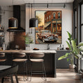 1950 American Riviera Downtown Street View Wall Art | Vintage Urban Classic Car Print