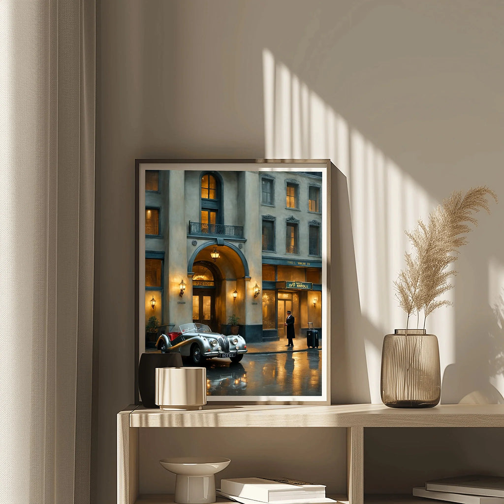 1950 British Racing Roadster Luxury Hotel Wall Art | Classic Automotive Elegance