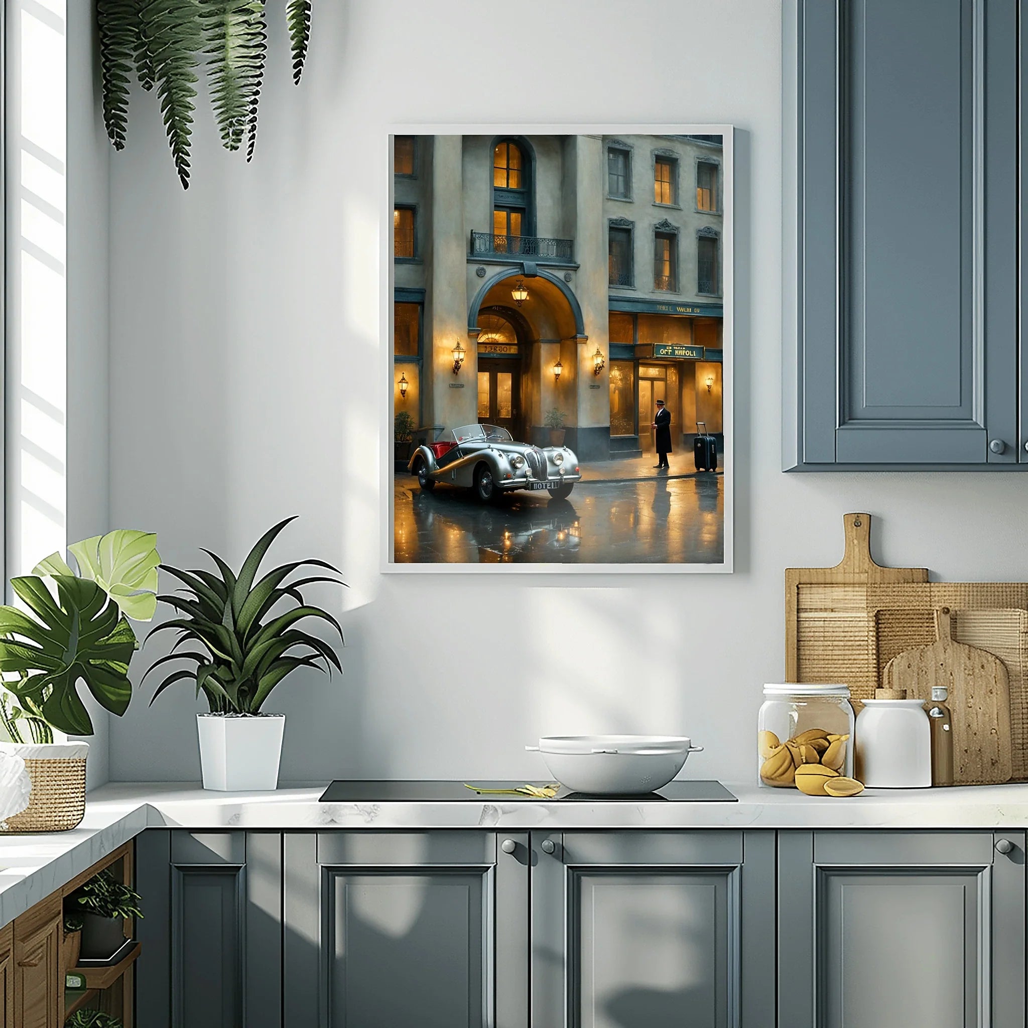 1950 British Racing Roadster Luxury Hotel Wall Art | Classic Automotive Elegance