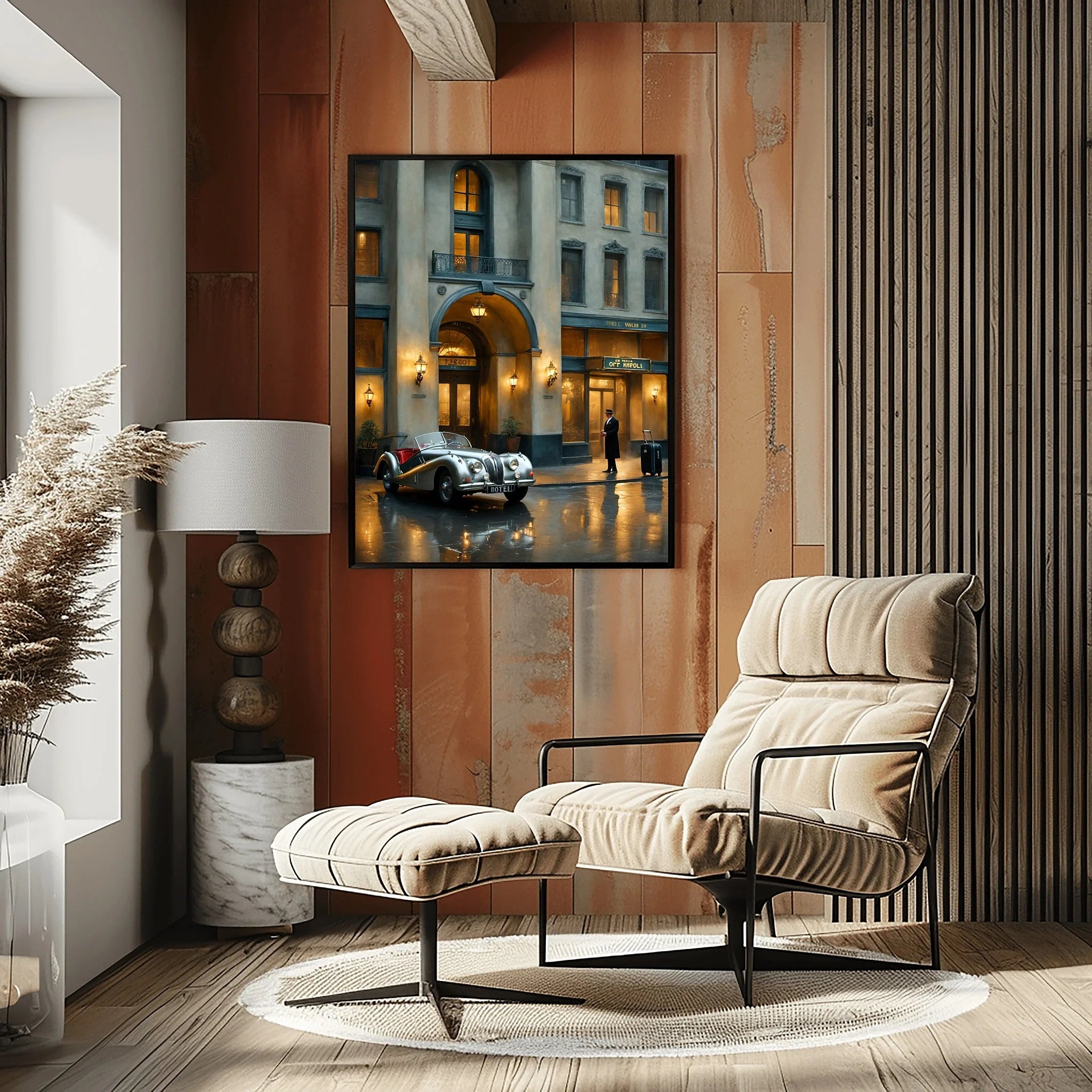 1950 British Racing Roadster Luxury Hotel Wall Art | Classic Automotive Elegance