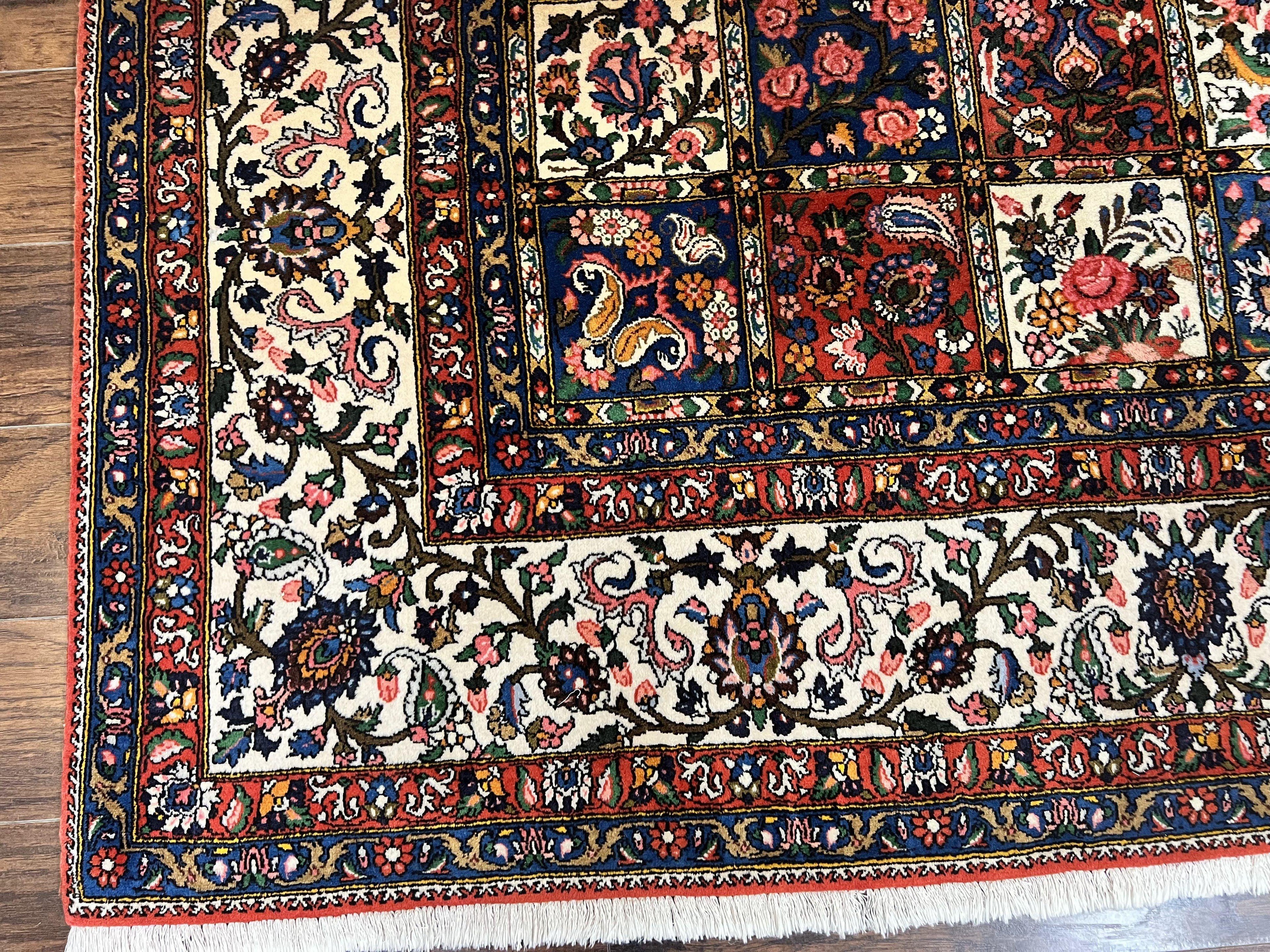 Persian Bakhtiari Rug 10x14, Multicolor Khesti Panel Design