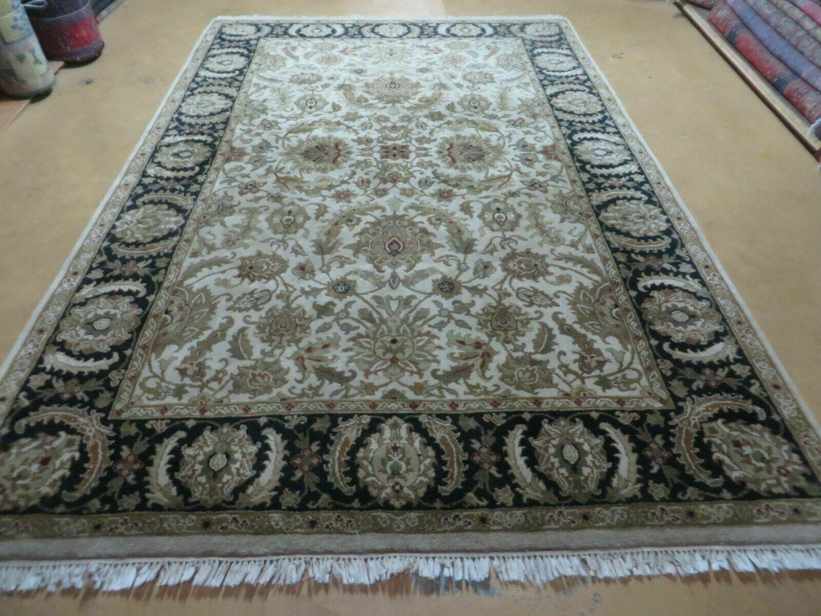 6' X 9' Vintage Handmade India Top Quality Jaipur Floral Oriental Tea Wash Nice