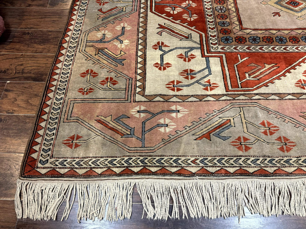 Large Turkish Milas Rug 10x13, Gray, Vintage, Wool on Wool